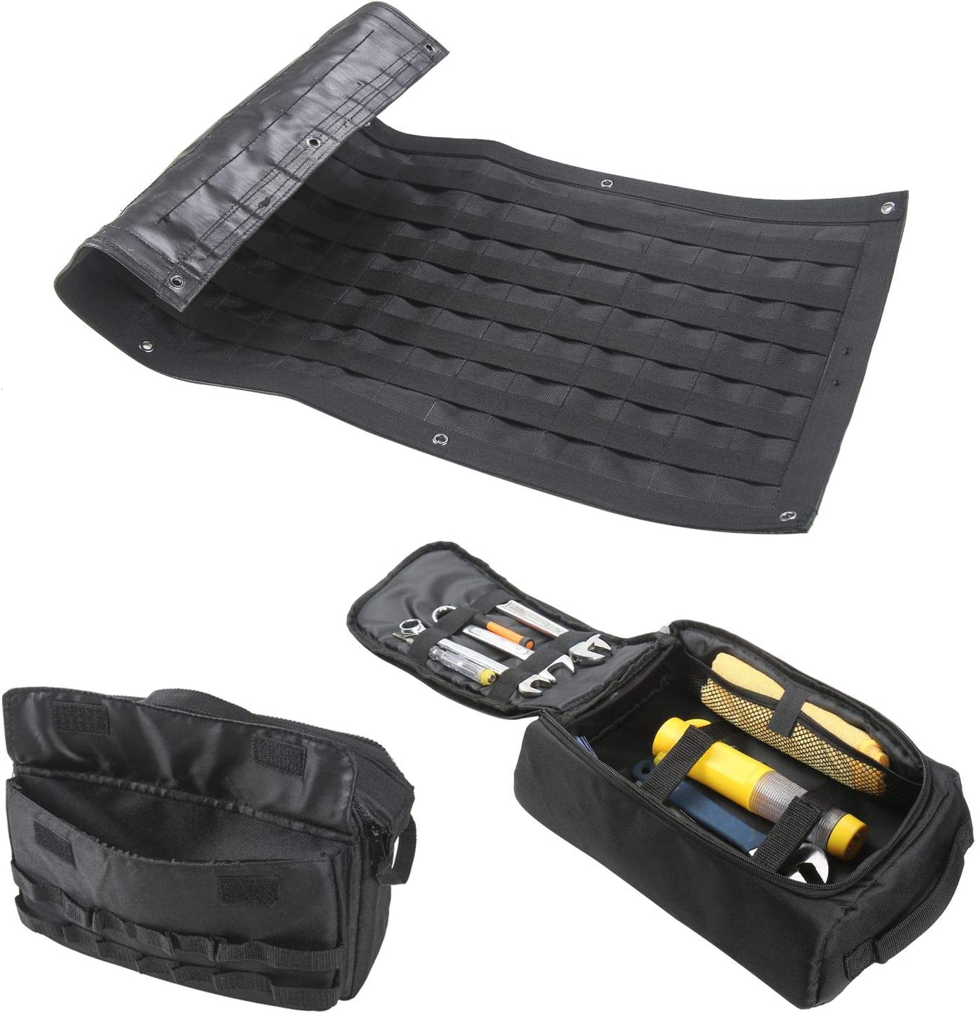 Tailgate Tool Kit Storage Bag Organizer Racks for 2007-2018 Jeep Wrangler JK JKU 2018-2019 JL JLU, Canvas, 3PCS - OMOTOR