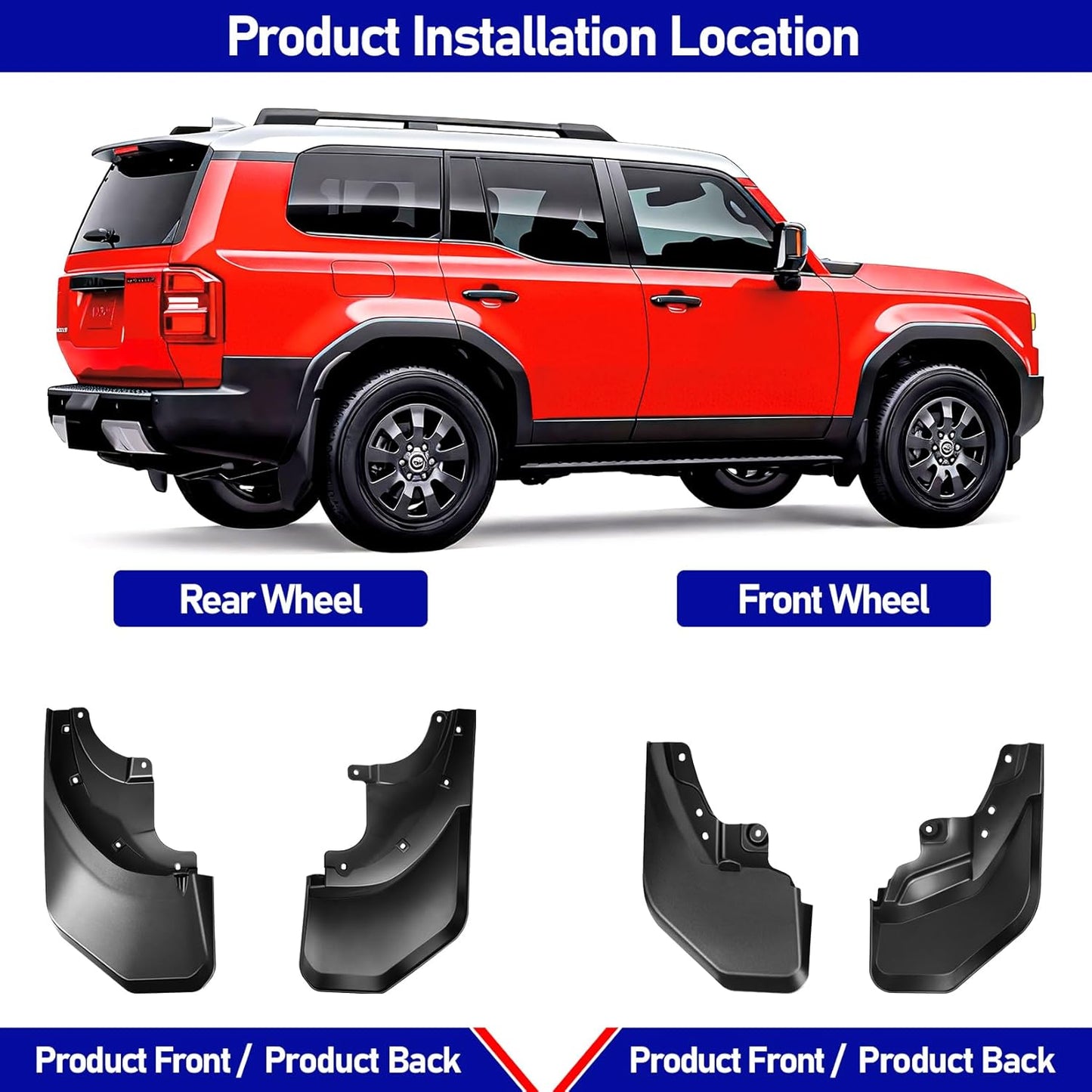 4PCS All-Weather Mud Flaps for Toyota Land Cruiser Prado 2025 2024