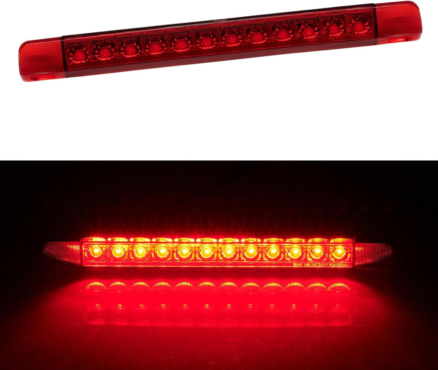 Third 3rd Brake Light LED for 2010-2024 Toyota 4Runner, High Mount Rear Brake Lights Assembly for 2014-2019 Toyota Highlander, Waterproof Center Cab Lamp Stop Light (Red)