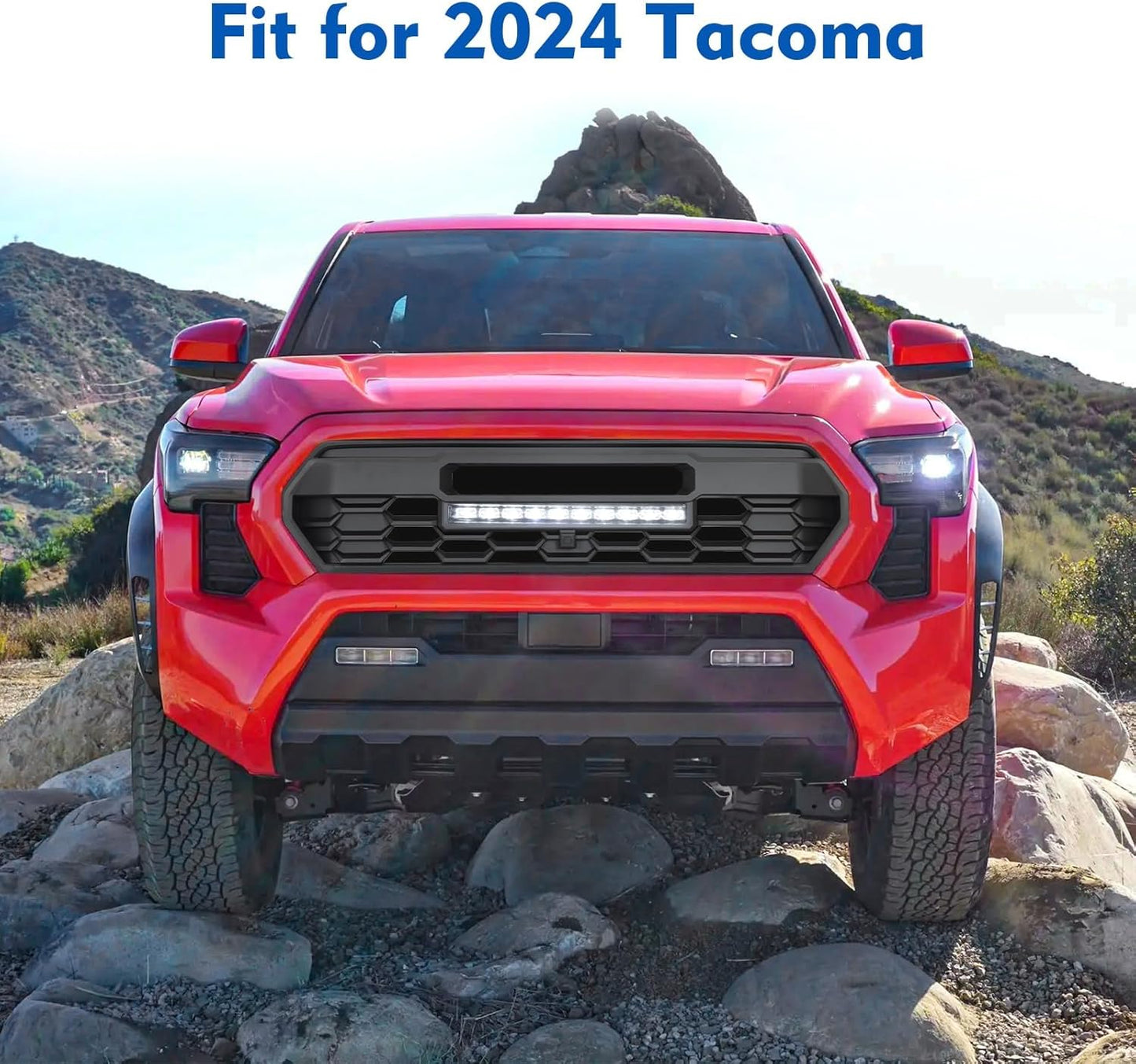 2024 Tacoma Grill Front Hollow Grill Compatible with 2024 2025 Tacoma, tacoma 2024 2025 Matte Black ABS grille, tacoma grill with LED Light
