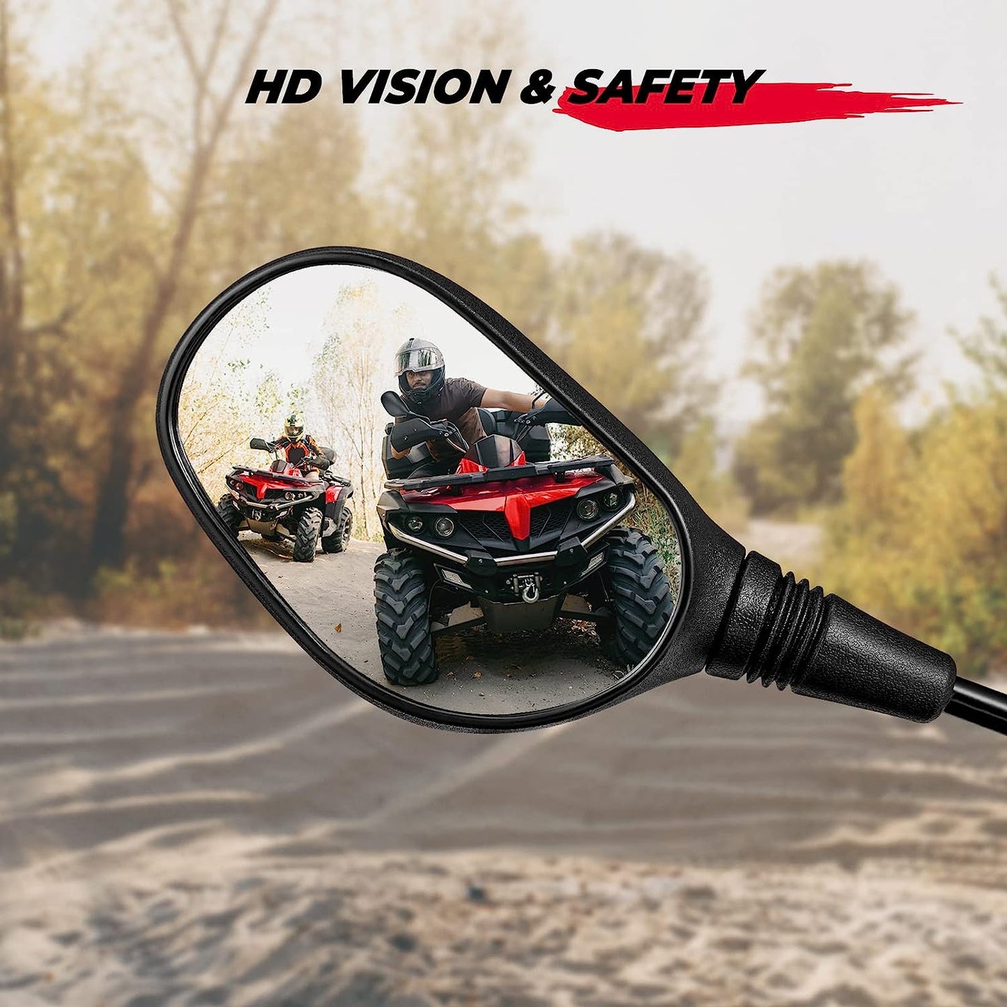 ATV Mirrors, 8MM10MM Motorcycle Mirrors for Handlebar ATV Accessories Compatible with Scooter Snowmobile Mope, 360 Degrees Ball-Type Adjustment - OMOTOR