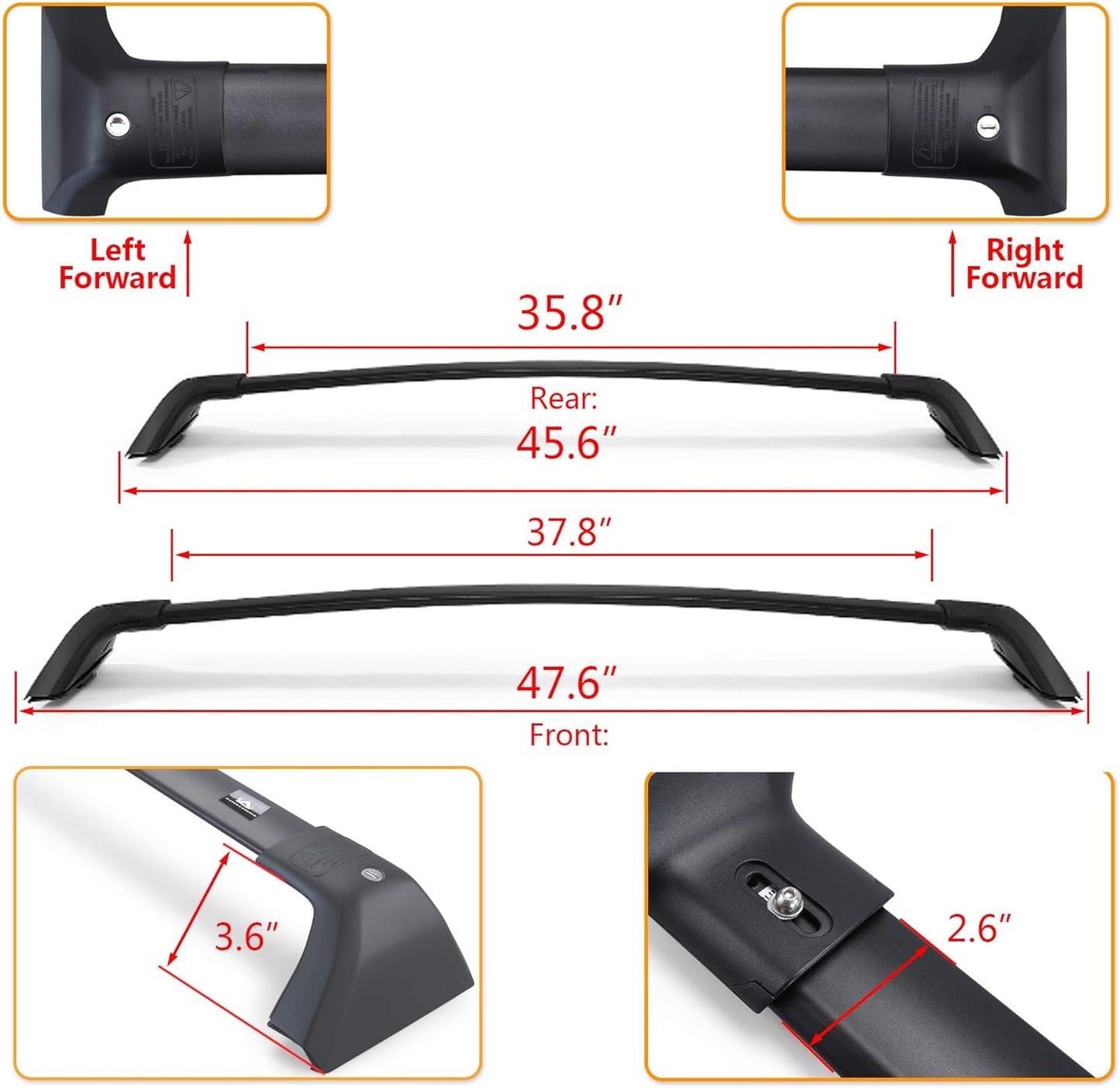 Heavy Duty Roof Rack Cross Bars Replacement for Toyota Highlander 2020-2024(not fit LE Models & Grand Highlander),Anti Theft Mechanism Lock with Max 260 lbs Loading Weight Crossbars - OMOTOR