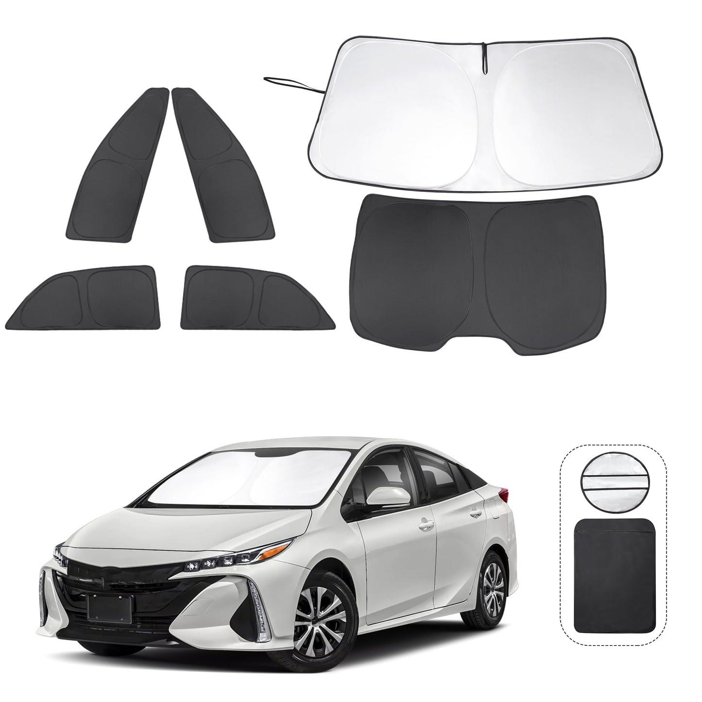 5PCS Windshield Sun Shade Custom Fit for 2021-2024 2025 Ford Bronco Accessories(Not for Bronco Sport) Foldable Sunshade Side Rear Window Shade Cover Full Set Privacy Protection