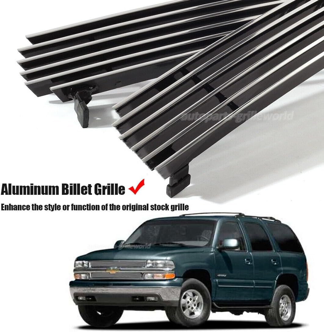 Billet Grille Grill for 1999-2002 Chevy Silverado 1500/2006 Tahoe Front Grille Insert Mirror Polished Main Upper Grill
