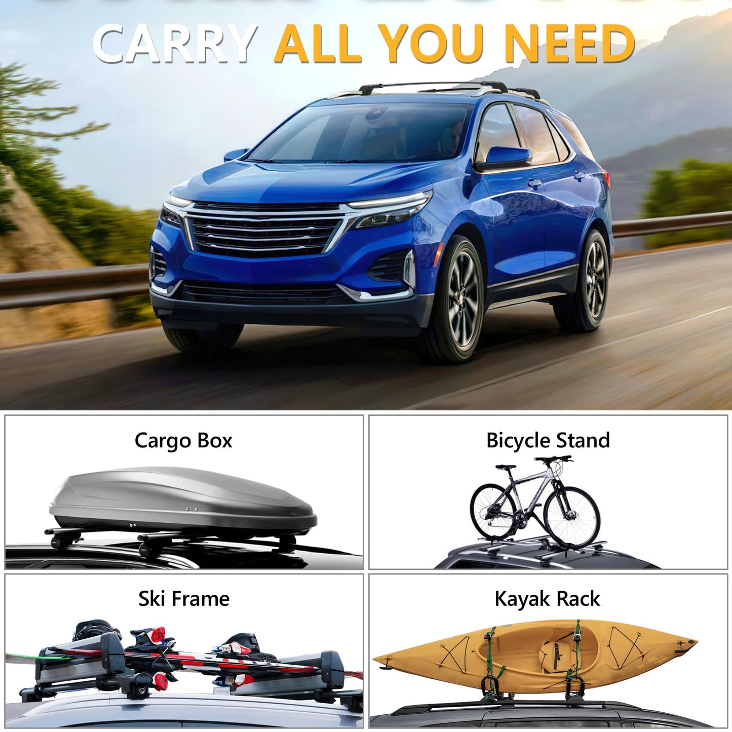 220lbs Roof Rack Cross Bars Compatible with Ford Explorer 2020-2024, Heavy Duty Aluminum Anti-Theft Lockable Metal Lock Roof Rails Crossbars Rooftop Cargo Bars Luggage Racks Carrier - OMOTOR