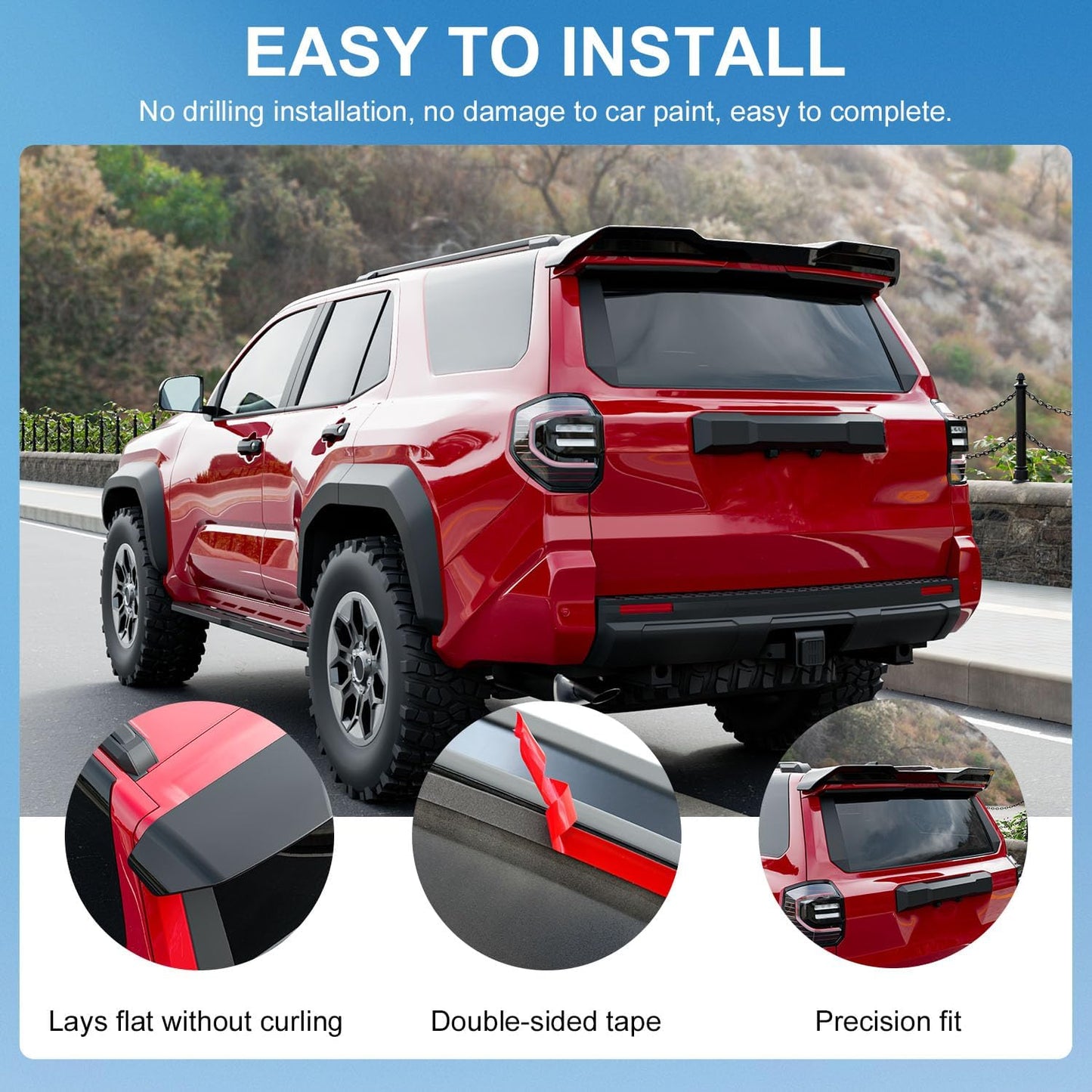 Xipoo Spoiler Compatible with 2025 Toyota 4Runner Trunk Lip Rear Roof Spoiler Glossy Black Trunk Wing Replacement for 2025 Toyota 4Runner Accessories