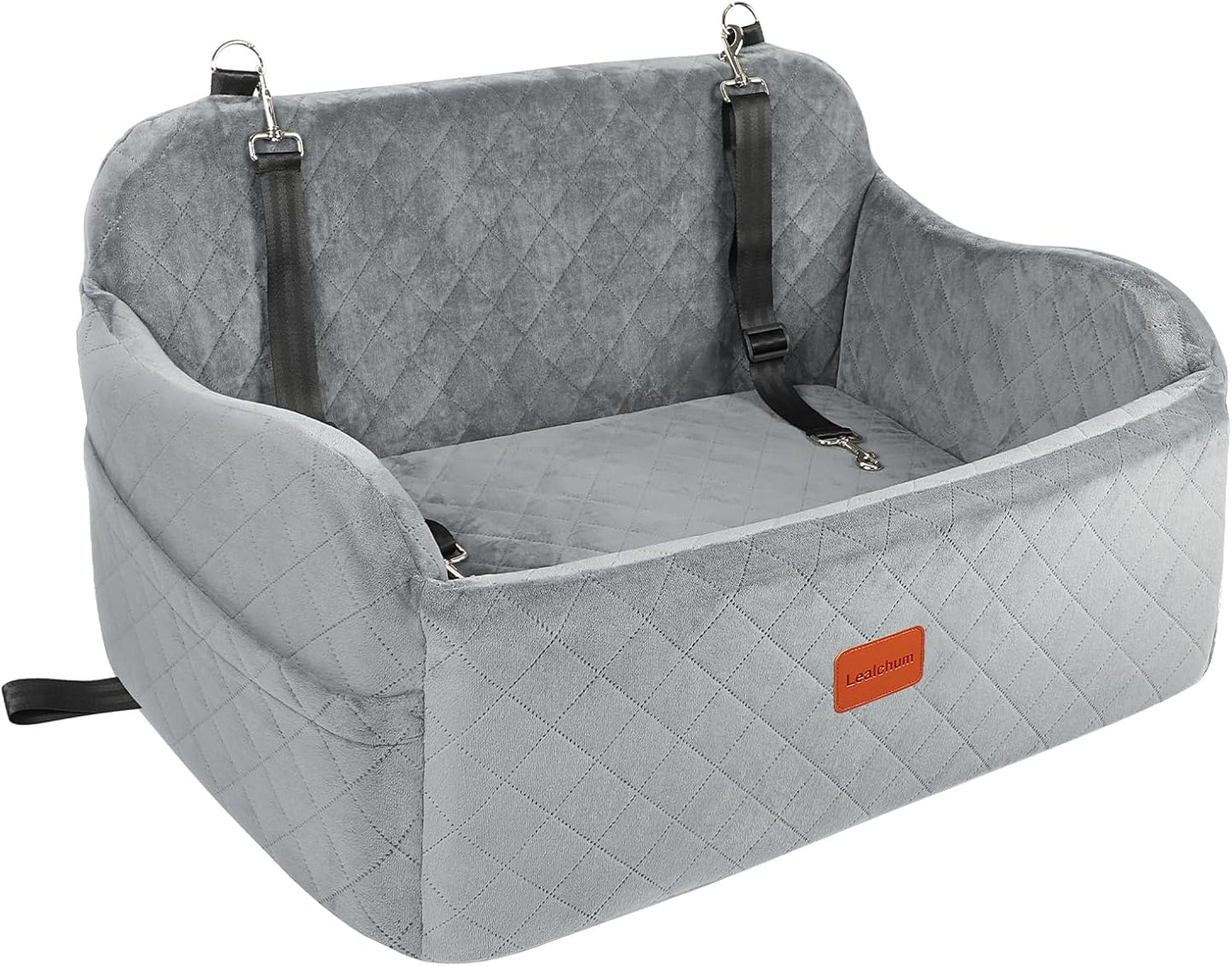 Lealchum Dog Car Seat for Large Dogs, Soft Memory Foam Pet Bed with 2 Clip-On Safety Leashes, Removable & Washable, Comfortable & Secure for Travel,Installable in Car Back Seat or SUV's Trunk - OMOTOR