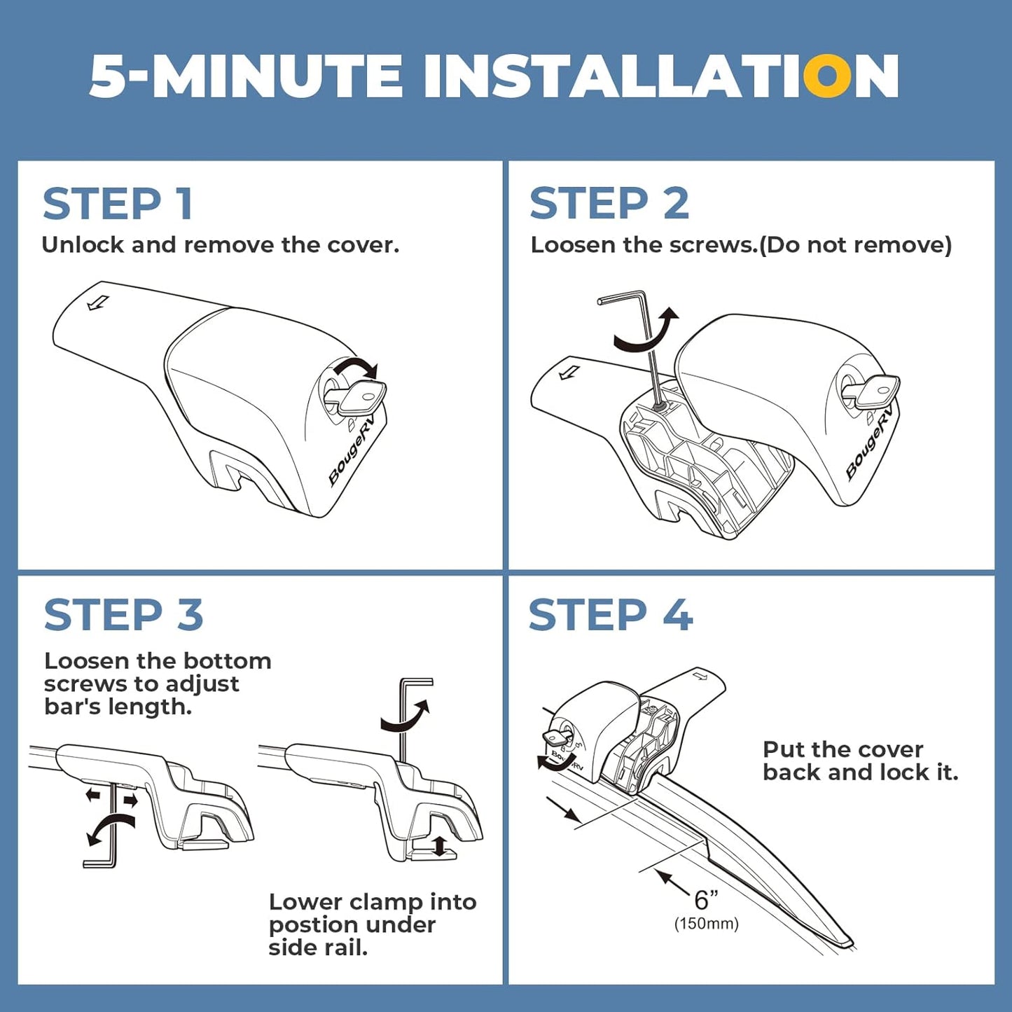 Lockable Car Roof Rack Cross Bars Compatible with Subaru Crosstrek 2018-2023 / Impreza 2017-2023, Aluminum Anti-Rust Cross Bar for Rooftop Cargo Carrier Luggage Kayak Canoe Bike Snowboard - OMOTOR