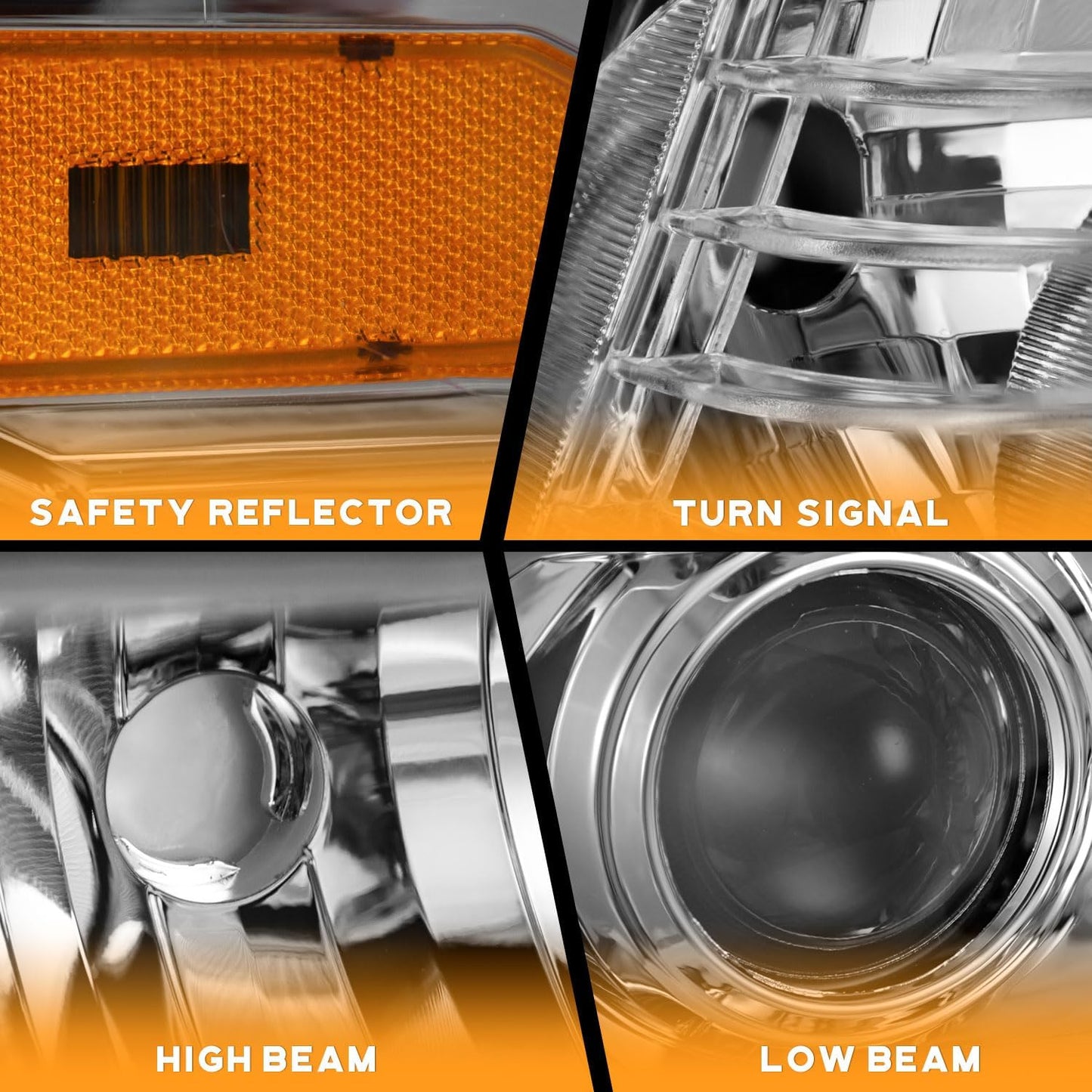 LED DRL Headlights for 2016-2022 Toyota Tacoma TRD/Limited - Black/Chrome Housing, Headlight Assembly Replacement - OMOTOR