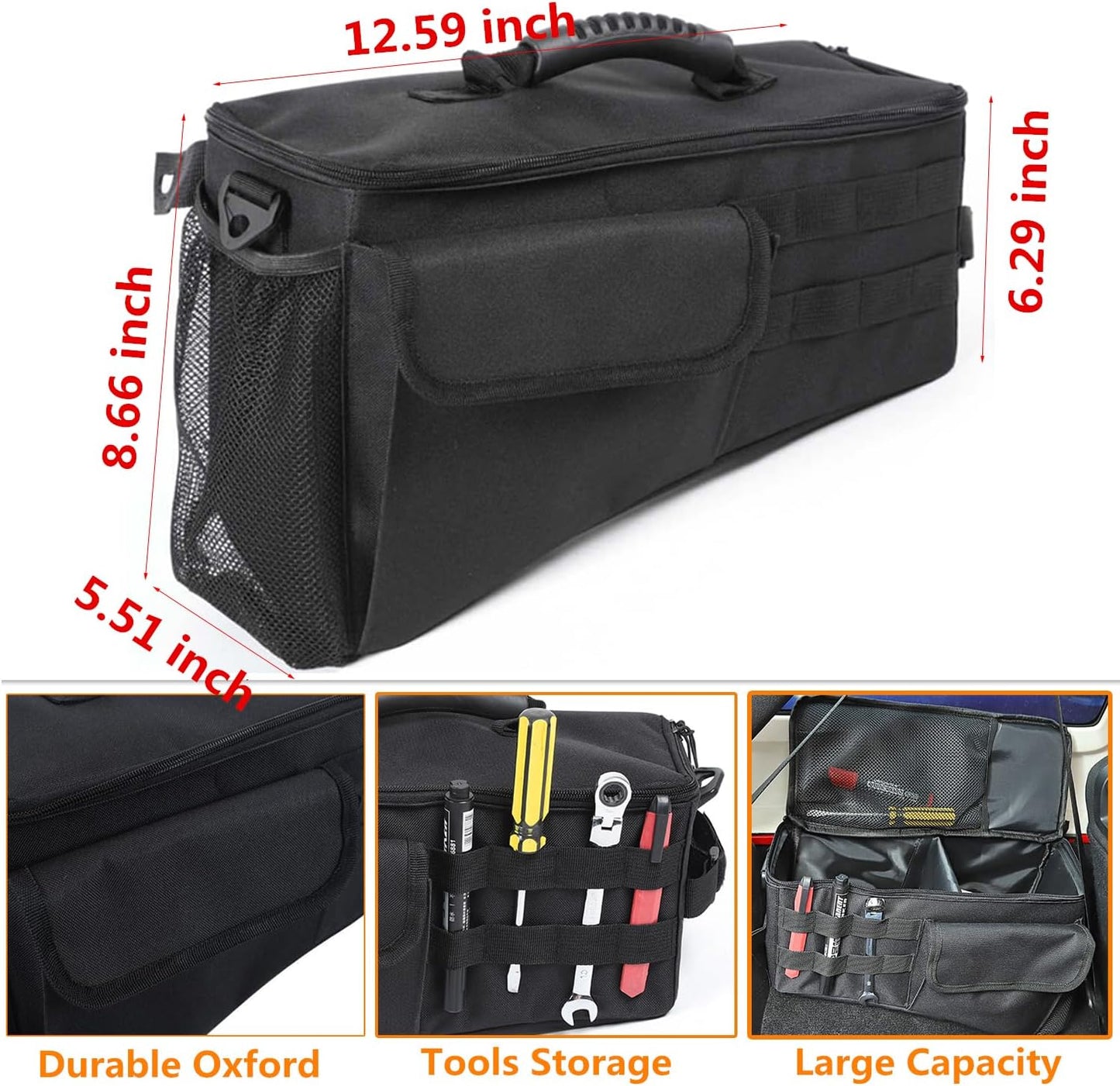 YOCTM Wheel Well Storage Bin, Rear Trunk Organizer, Cargo Storage Tray for 2018-2024 Jeep Wrangler JL JLU 4-Door, Interior Storage Expansion Accessories, Right Left Side, Black