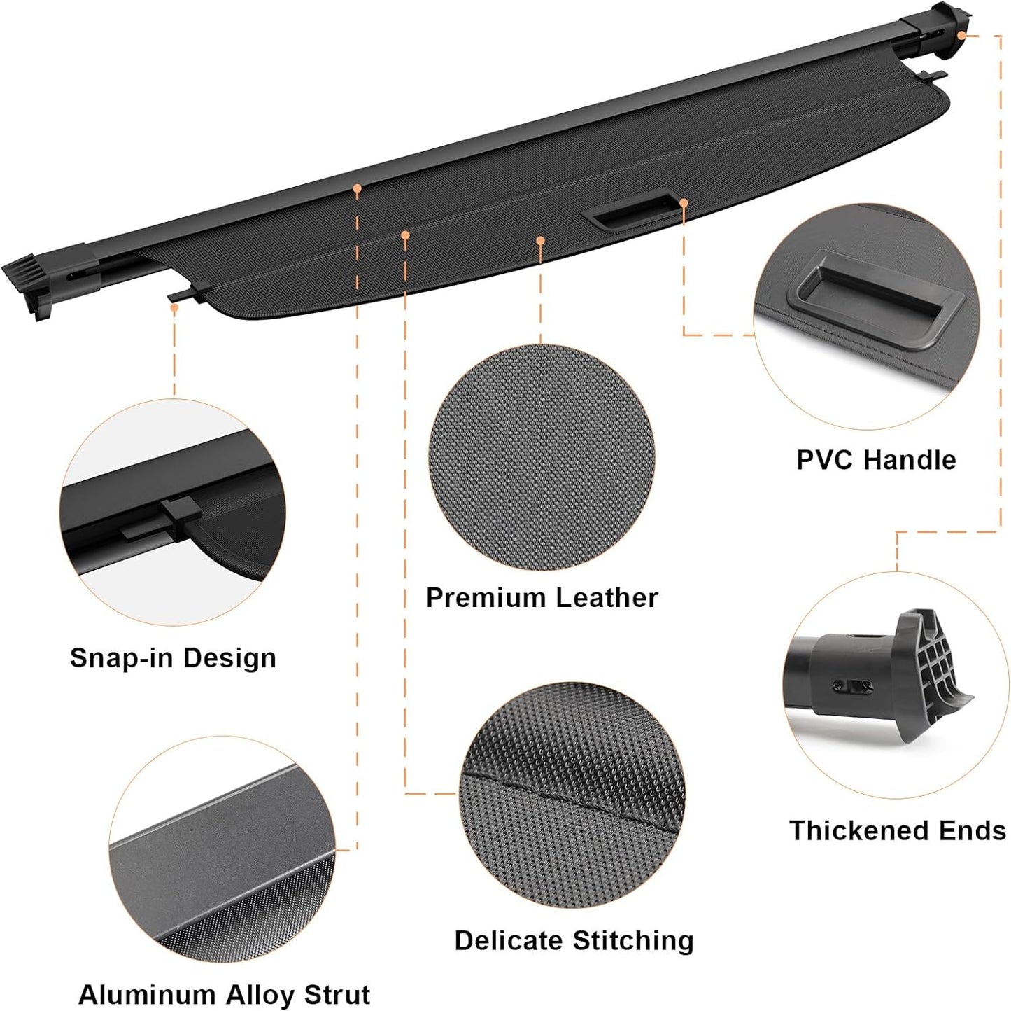 Compatible with All-New 2024-2022 Jeep Grand Cherokee(2 Row; WL) 4XE Rear Cargo Security Shade Cover Privacy Screen Retractable Rear Storage Tonneau Cargo Cover Luggage Security Shield Shade - OMOTOR
