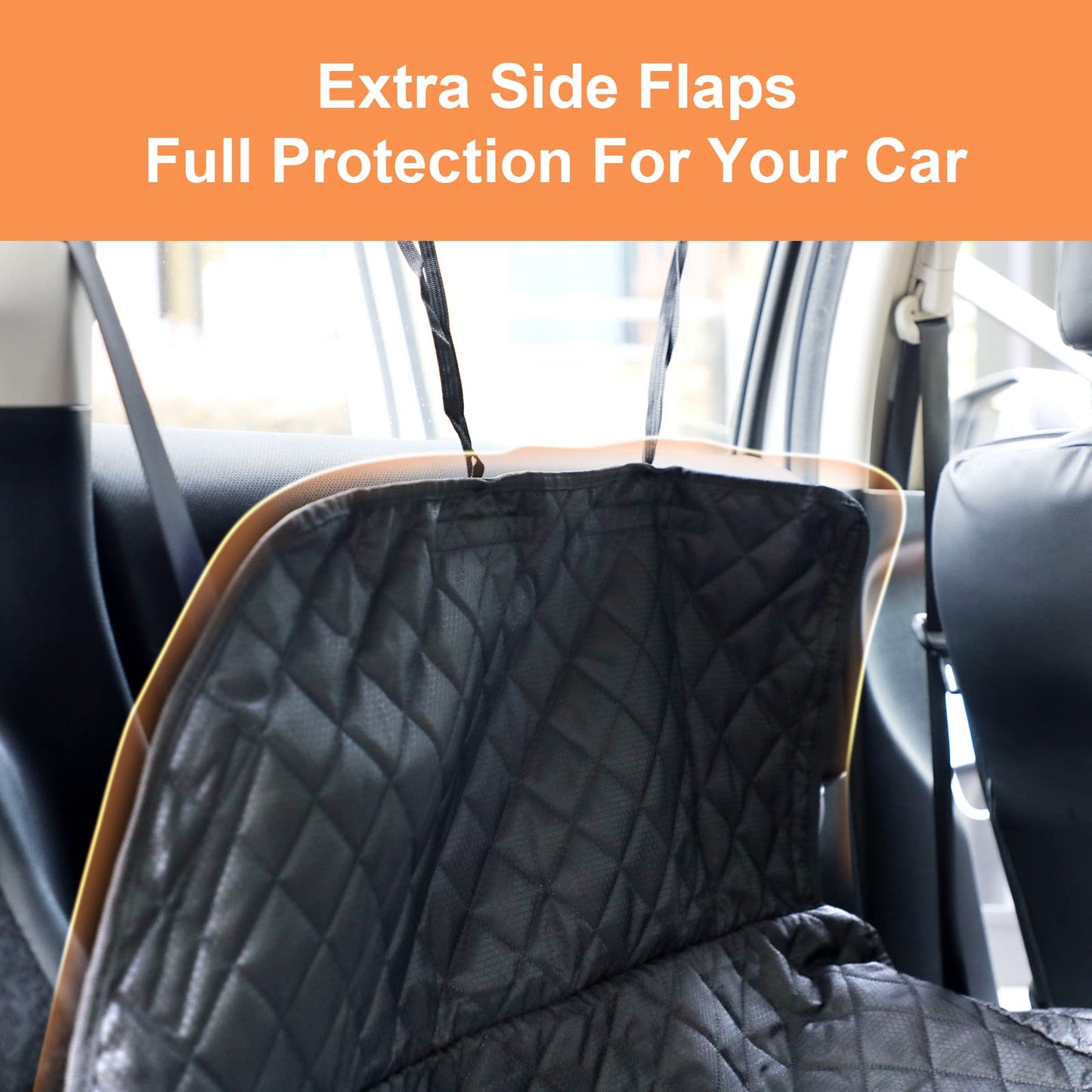 PETICON SUV Cargo Liner for Dogs, Waterproof Pet Cargo Cover Dog Seat Mat for SUVs Sedans Vans with Bumper Flap Protector, Non-Slip, Large Size Universal Fit, Black - OMOTOR