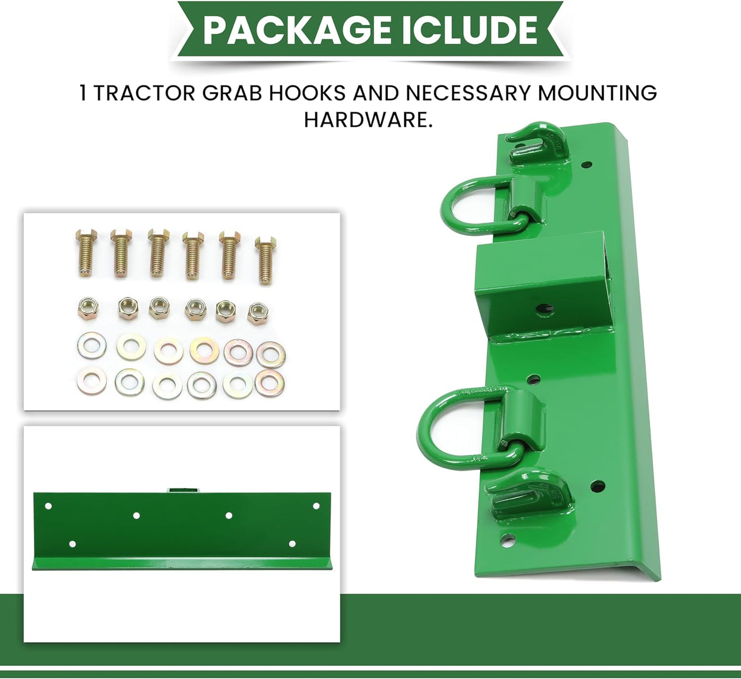 Tractor Grab Hooks 4.96" W × 21.93" L Compatible with John Deere 2" Receiver Compact Tractor Bolt on Grab Hooks - OMOTOR