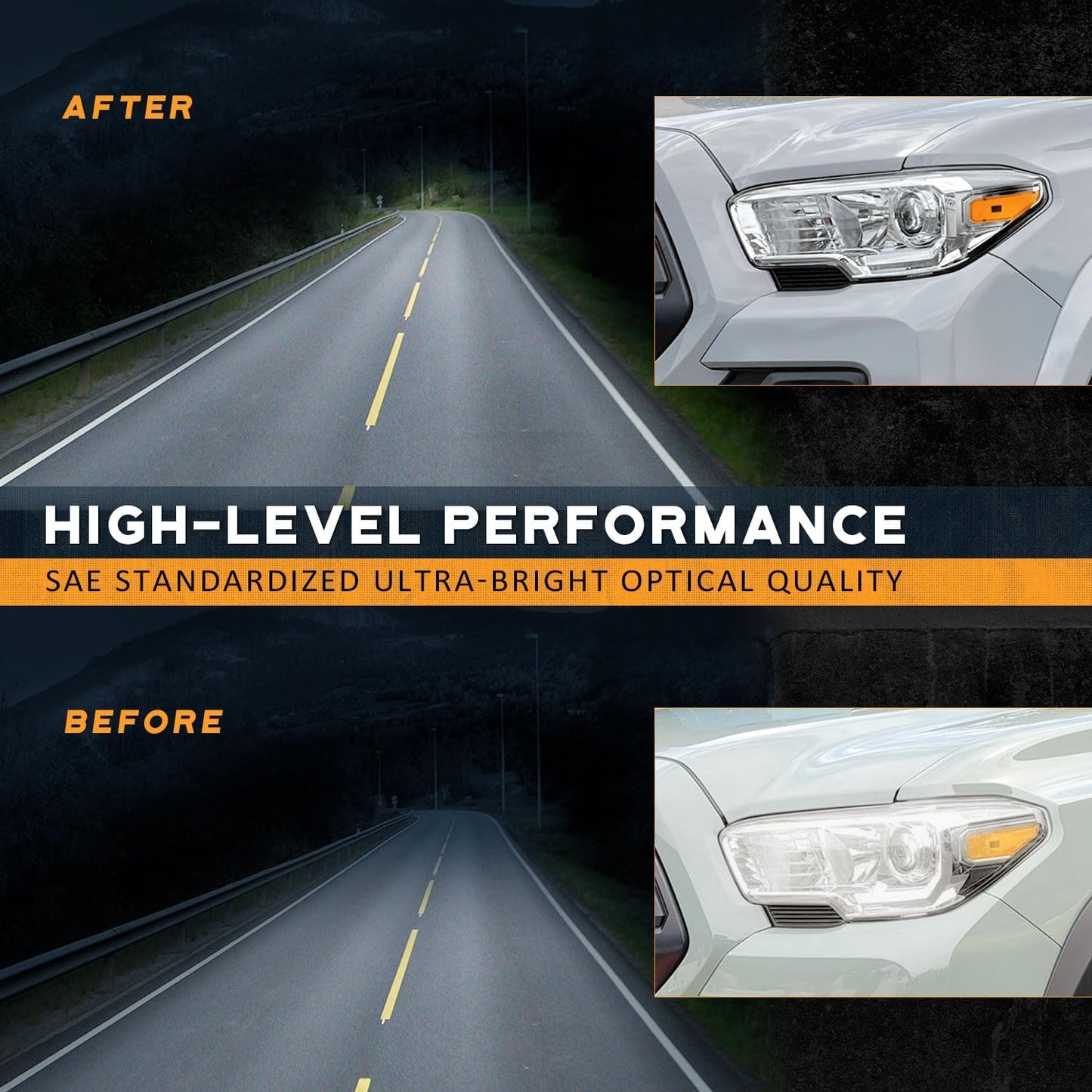 LED DRL Headlights for 2016-2022 Toyota Tacoma TRD/Limited - Black/Chrome Housing, Headlight Assembly Replacement - OMOTOR