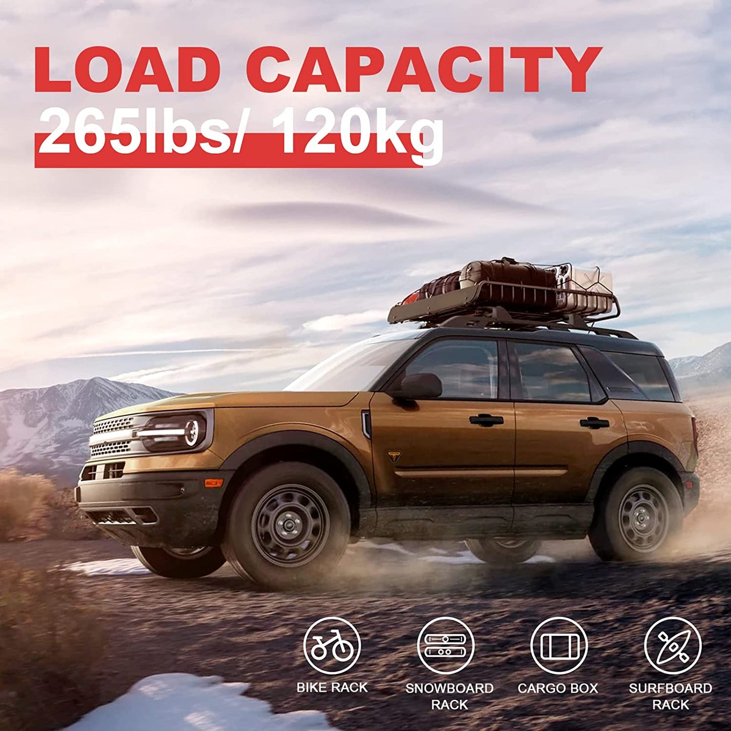 Heavy Duty 265lbs Roof Racks Cross Bars for Ford Bronco Sport Base 2021-2023 - OMOTOR