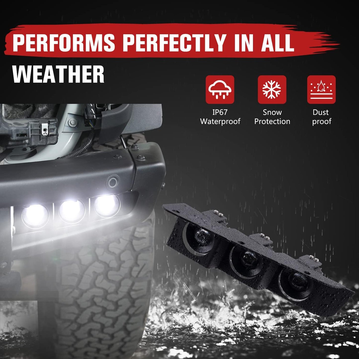 LED Fog Lights for 2021 2022 2023 Ford Bronco 2/4-Door, Front Lower Bumper Fog Light Kit with Bracket, White Daytime Running Light Assemble Accessories, 2PCS - OMOTOR