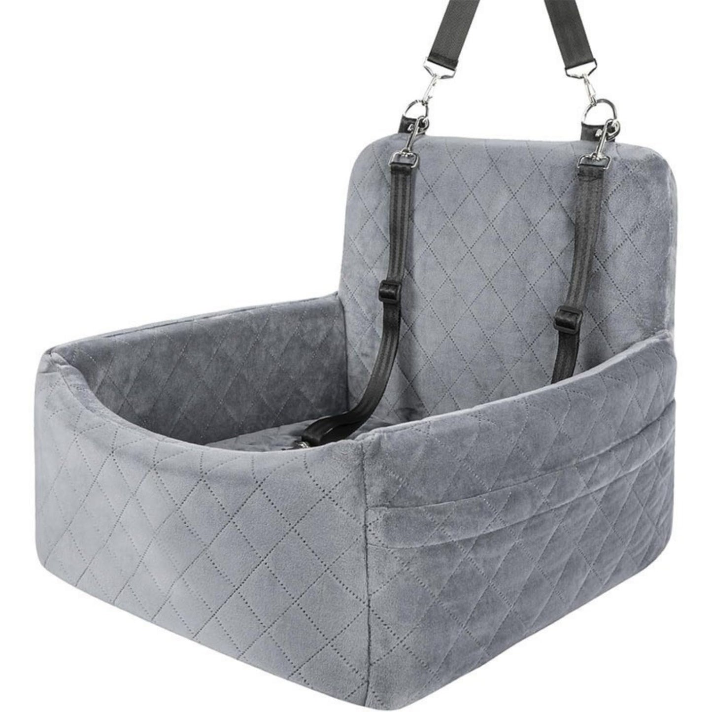 Dog Booster Seat for Small & Medium Dogs Under 30lbs | Detachable Washable Car Seat with Safety Belt & Storage Pockets | Travel Bed for Cars (Black,45 * 45 * 20cm)