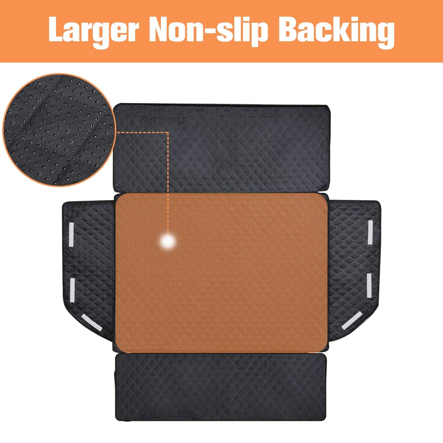 PETICON SUV Cargo Liner for Dogs, Waterproof Pet Cargo Cover Dog Seat Mat for SUVs Sedans Vans with Bumper Flap Protector, Non-Slip, Large Size Universal Fit, Black - OMOTOR