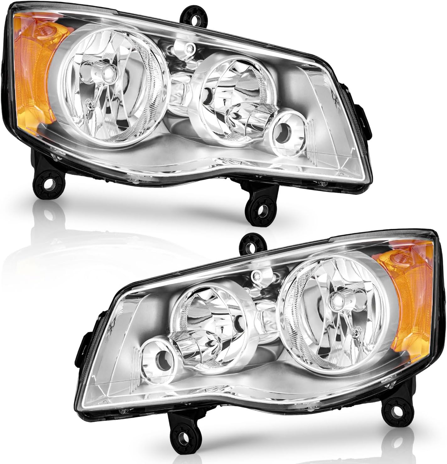 Headlight Assembly for 2001-2020 Dodge Grand Caravan & Chrysler Town & Country - Compatible with 2001-2003 Chrysler Voyager, Left & Right Replacement - OMOTOR