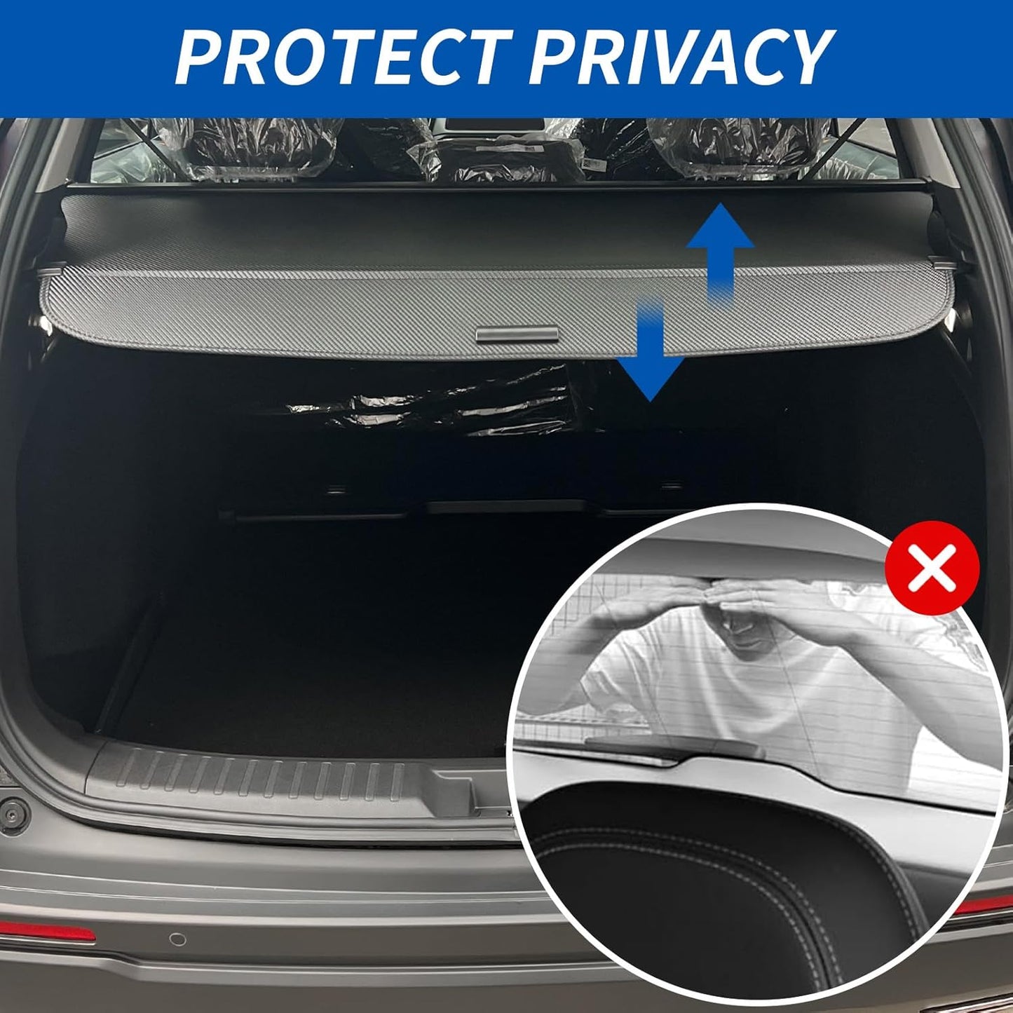 ZXMOTO Cargo Cover Compatible with Honda CRV 2023 2024 2025 with Carbon Fiber Textur Retractable Type Retractable Rear Trunk Security Cover Shielding Shade Accessories