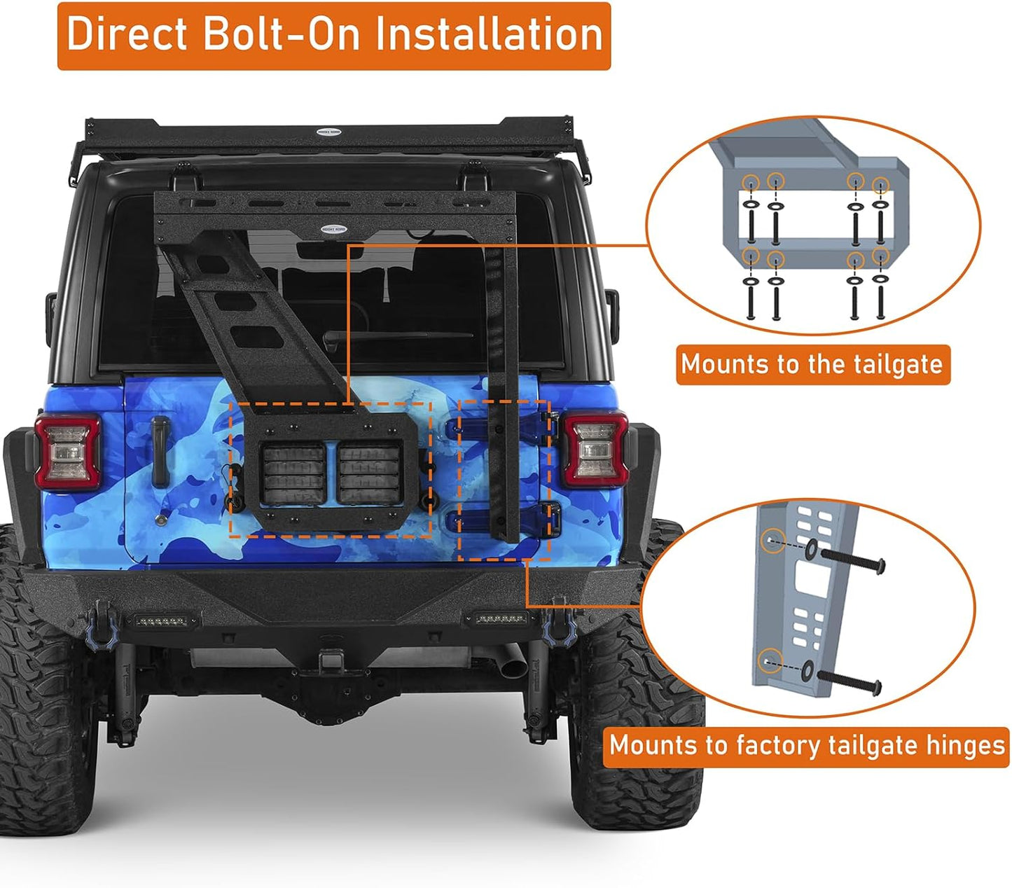 Hooke Road JL Spare Tire Cargo Rack Basket for 2018-2025 Jeep Wrangler JL 2/4 Doors, Rear Cargo Storage Tray for Overlanding Gear