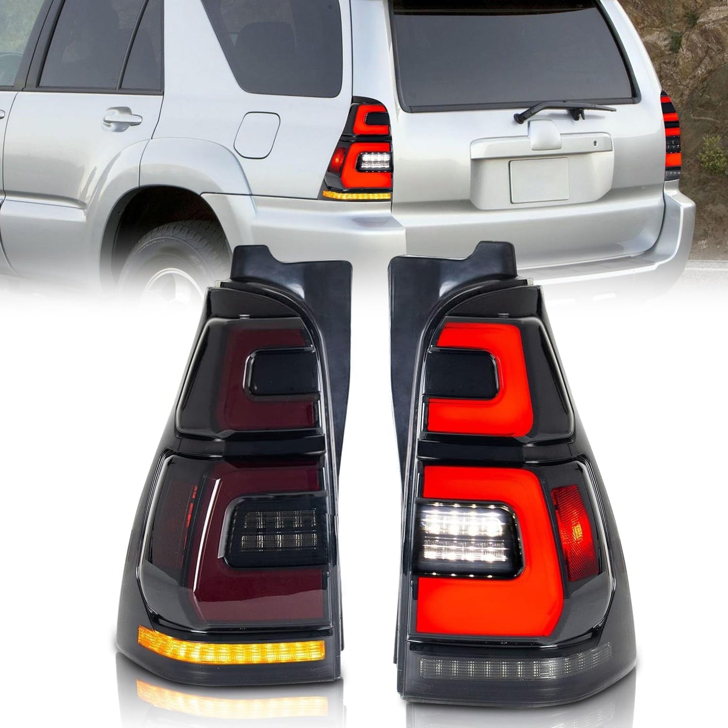 LED Tail Lights for Toyota 4Runner TRD/Limited/Off-Road/SR5/Sport/Nightshade 2014-2023,Rear Light Assembly with Sequential Turn Signal/Start Up Animation Light for 4 Runner,Smoked (Style 1)
