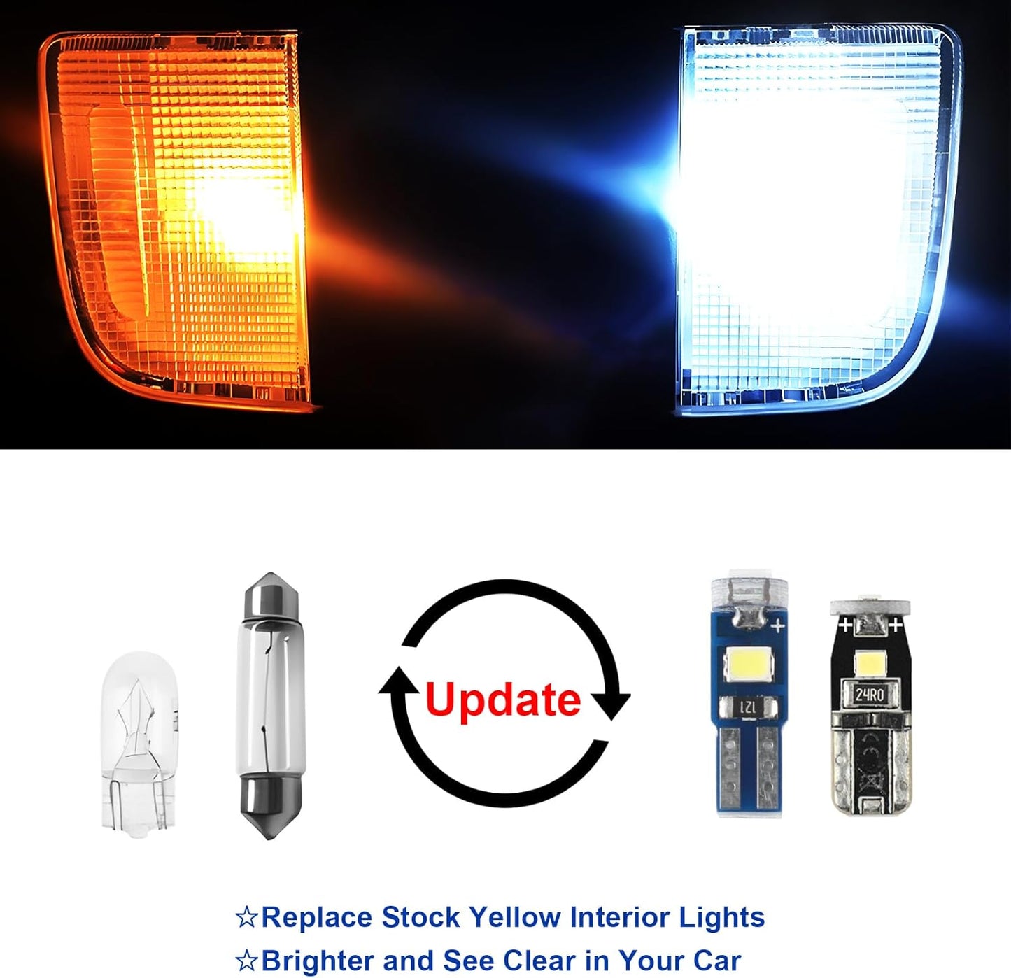 EASY EAGLE Super Bright LED Car Interior Lights, 6000k White Bulbs Kit for 2007-2019 2020 2021 Toyota Tundra with Install Tool(18 pcs)