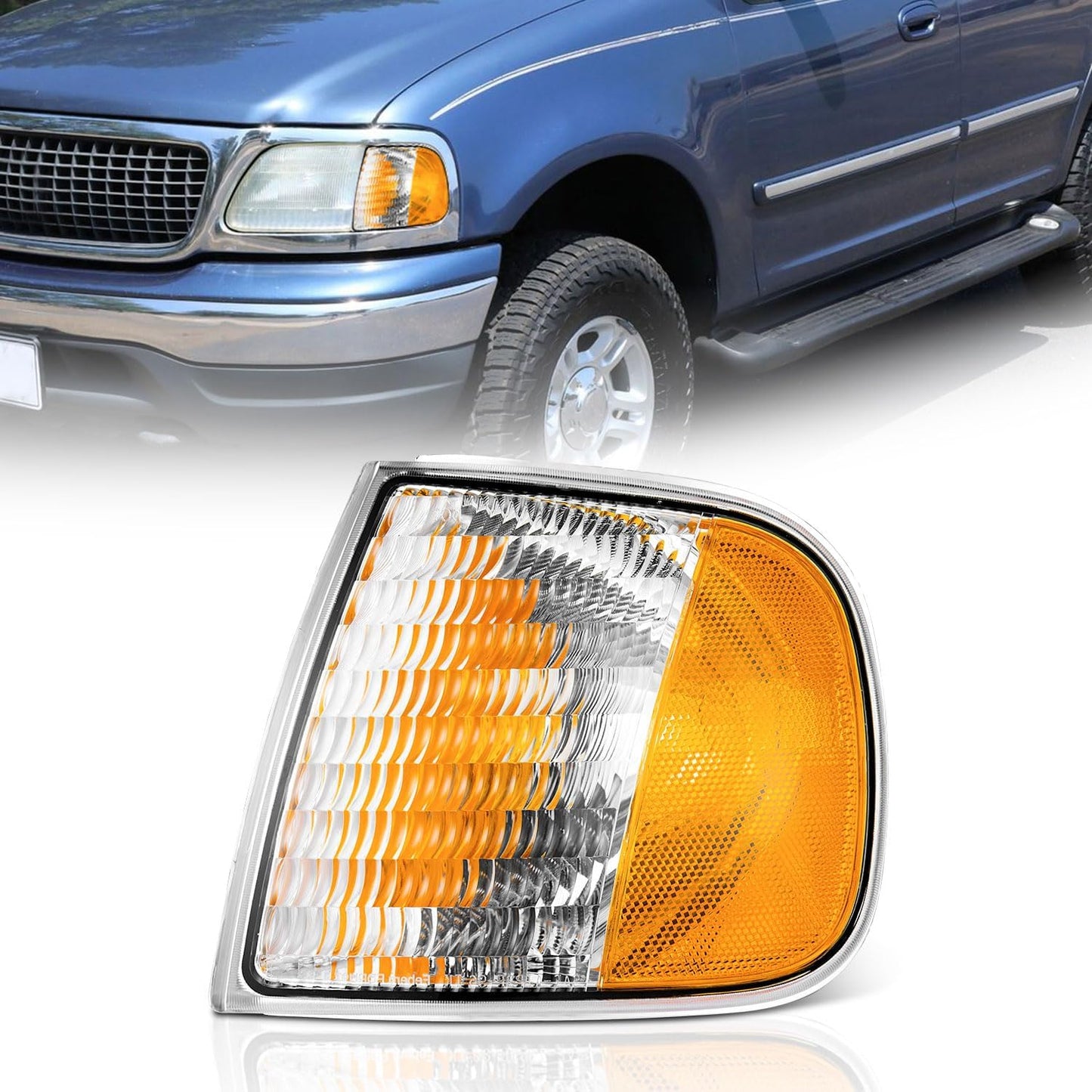 Signal Lights Replacement for 1997-2003 F150 / 1997-2002 Ford Expedition / 1998-1999 F250 Parking Turn Signal Marker Light Left+Right Pair - OMOTOR
