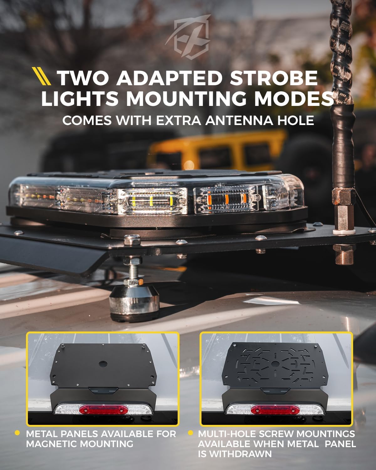 Xprite Drill-Free Light Bar Cab Mount,Magnetic Strobe Light Bar Mount Bracket Compatible with Ford F150 (2015+), Ford F250 - F550 (2017+) Replace for Ford Accessories