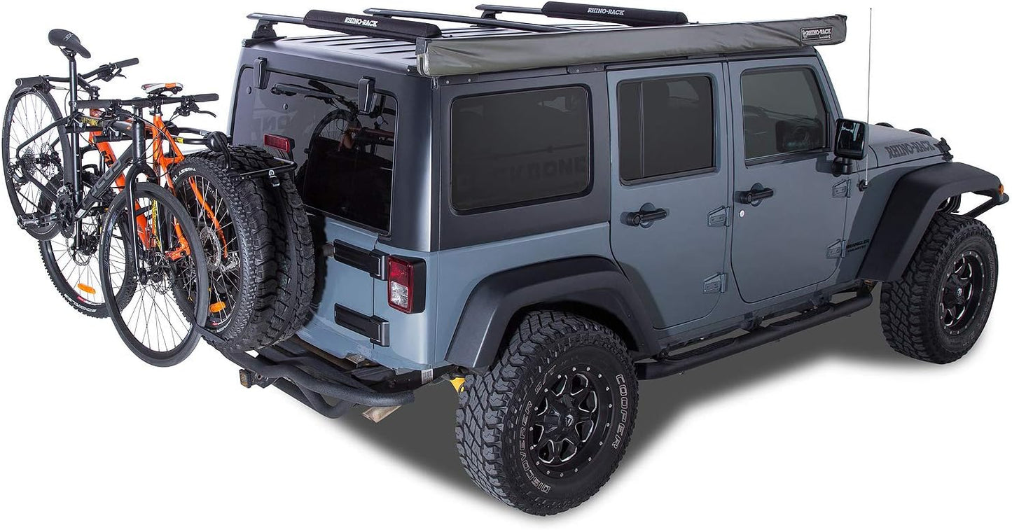 Rhino-Rack Spare Tire Bike Rack, 2 Bike Carrier, Holds Many Types of Bikes, Black (RBC025)