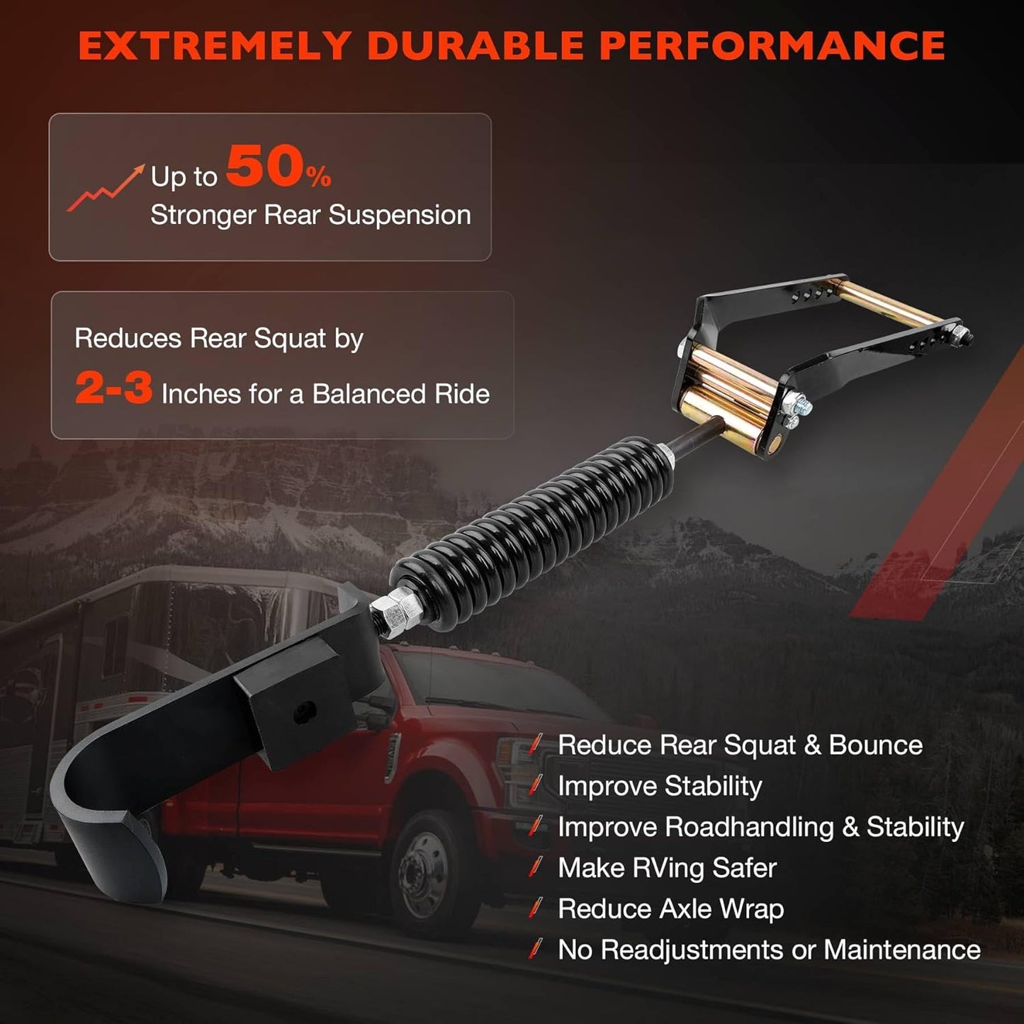 3611-YHD Rear Leaf Spring Suspension Heavy Duty Kit Compatible with 2009-2025 Ford F150 4WD - 2-3" Lift- Suspension Enhancement for Towing & Off-Road