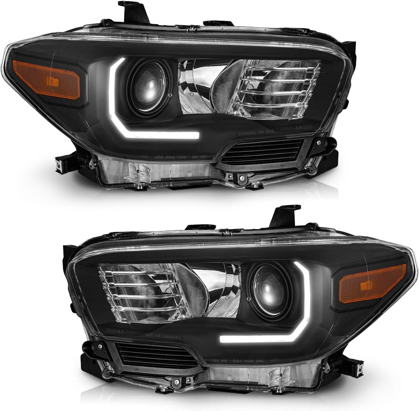 LED DRL Headlights for 2016-2022 Toyota Tacoma TRD/Limited - Black/Chrome Housing, Headlight Assembly Replacement - OMOTOR