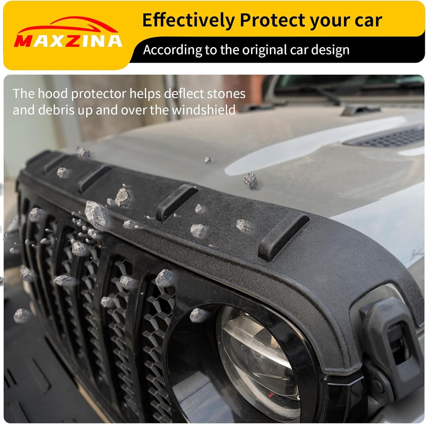 Hood Protector Compatible with 2020+ Jeep Gladiator 2018+ Jeep Wrangler JL Hood Shield TPE Hood Deflector Hood Guard for 2024 2025 Gladiator Wrangler JL Accessories