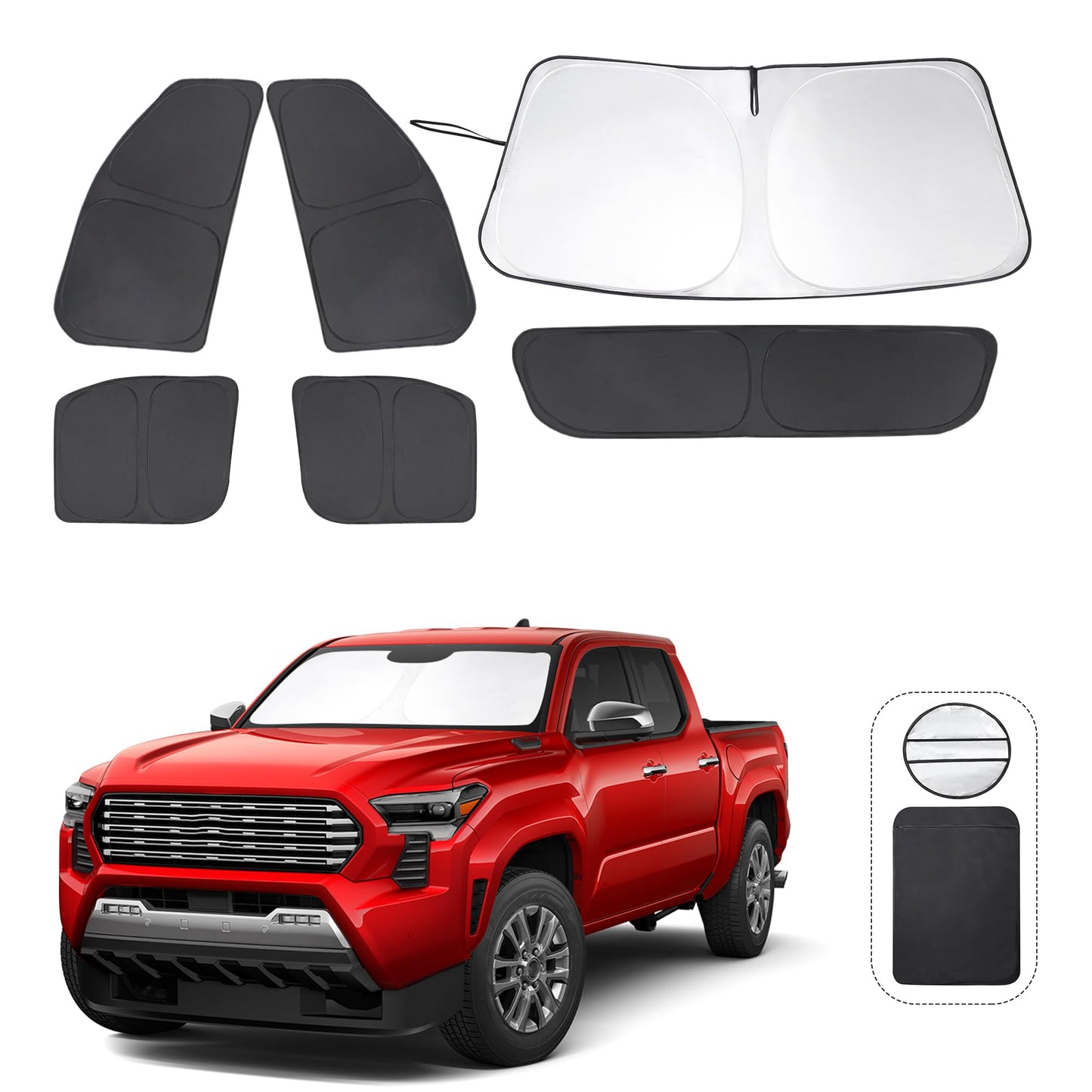 5PCS Windshield Sun Shade Custom Fit for 2021-2024 2025 Ford Bronco Accessories(Not for Bronco Sport) Foldable Sunshade Side Rear Window Shade Cover Full Set Privacy Protection