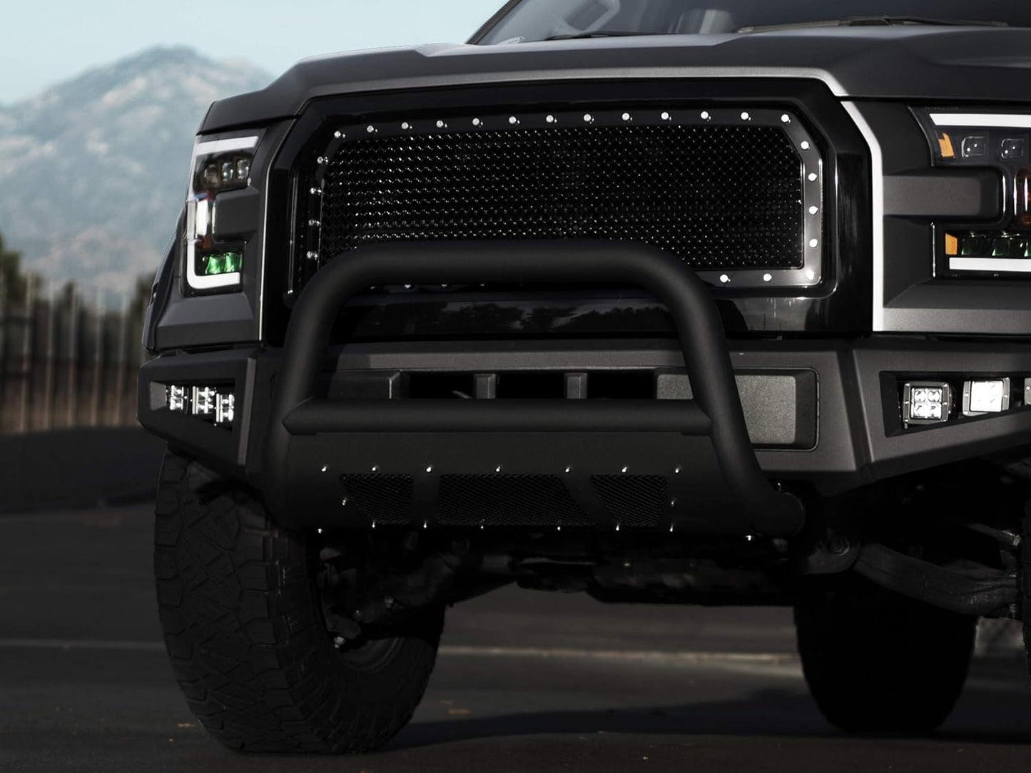 Armordillo USA 7168763 Mesh Bull Bar Bumper Guard - Matte Black Fits 2004-2022 Ford F150 / 2003-2017 Expedition