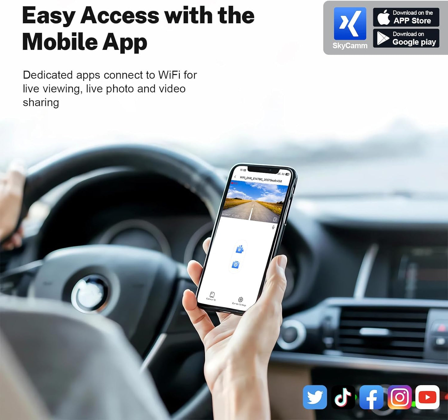 4K Dash Cam Fit for Ford Bronco 2021 2022 2023 2024(Model A), Does Not Fit Ford Bronco Sport, WiFi & App, 64GB Card