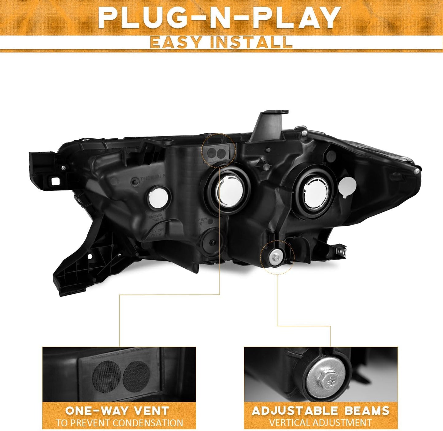 LED DRL Headlights for 2016-2022 Toyota Tacoma TRD/Limited - Black/Chrome Housing, Headlight Assembly Replacement - OMOTOR