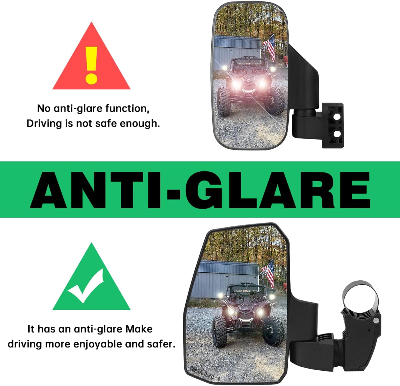 UTV Side Mirrors,You No Longer Need to Adjust by Hand,Innovative Automatic Reset Function,for 1.5"-2.0" Roll Cage,Compatible with Polaris RZR,Can Am Maverick,Honda Pioneer SXS,Kawasaki Mule - OMOTOR