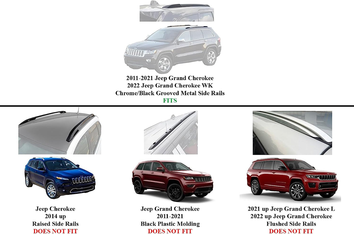 Crossbars Roof Racks Luggage Racks Replacement for 2011-2021 Jeep Grand Cherokee with Grooved Metal Roof Side Rails - OMOTOR
