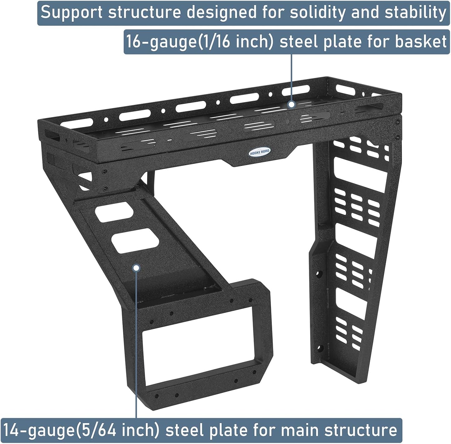 Hooke Road JL Spare Tire Cargo Rack Basket for 2018-2025 Jeep Wrangler JL 2/4 Doors, Rear Cargo Storage Tray for Overlanding Gear