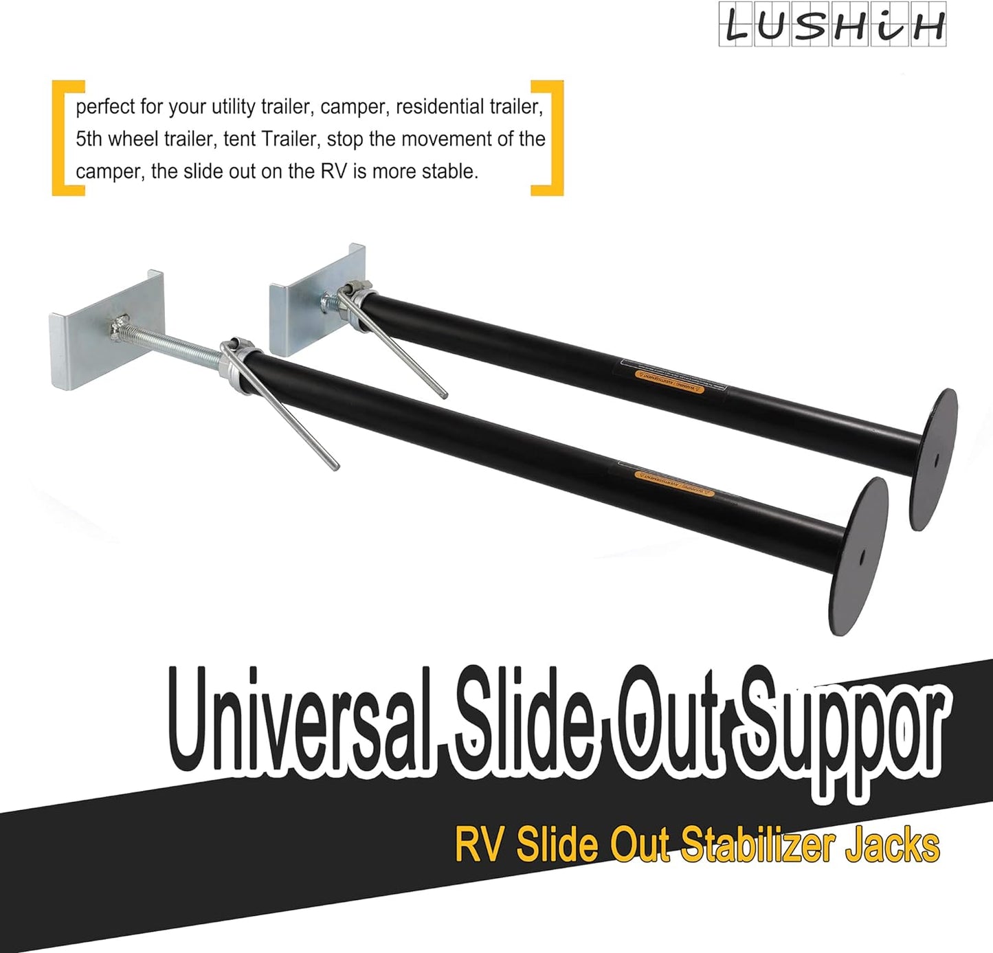 RV Slide Out Support Trailer Stabilizer Jacks, RV Camper Accessories for Travel Trailers - 15" to 26" - 5000 Lbs Each - Pack of 2