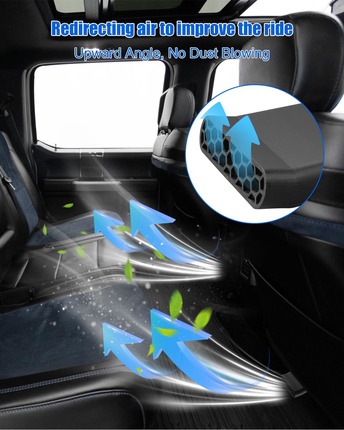 2 Pcs Under Seat Vent Deflectors Compatible with Ford F150 Lightning Raptor 2015-2024, Rear AC Vent Directional Extenders