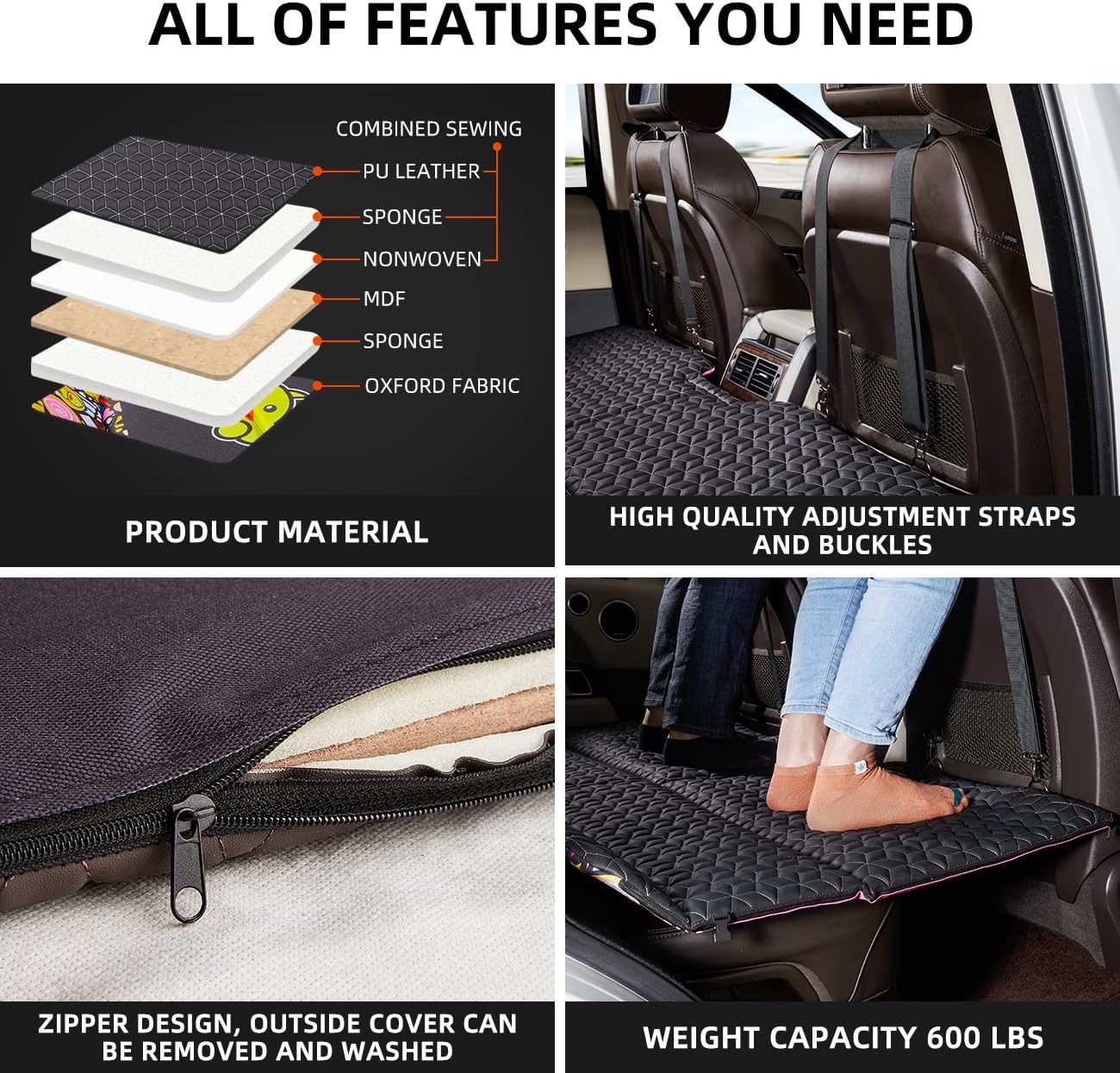 Back Seat Extender Truck Bed Mattress Car Camping Air Mattress for F150/RAM 1500/Silverado - OMOTOR