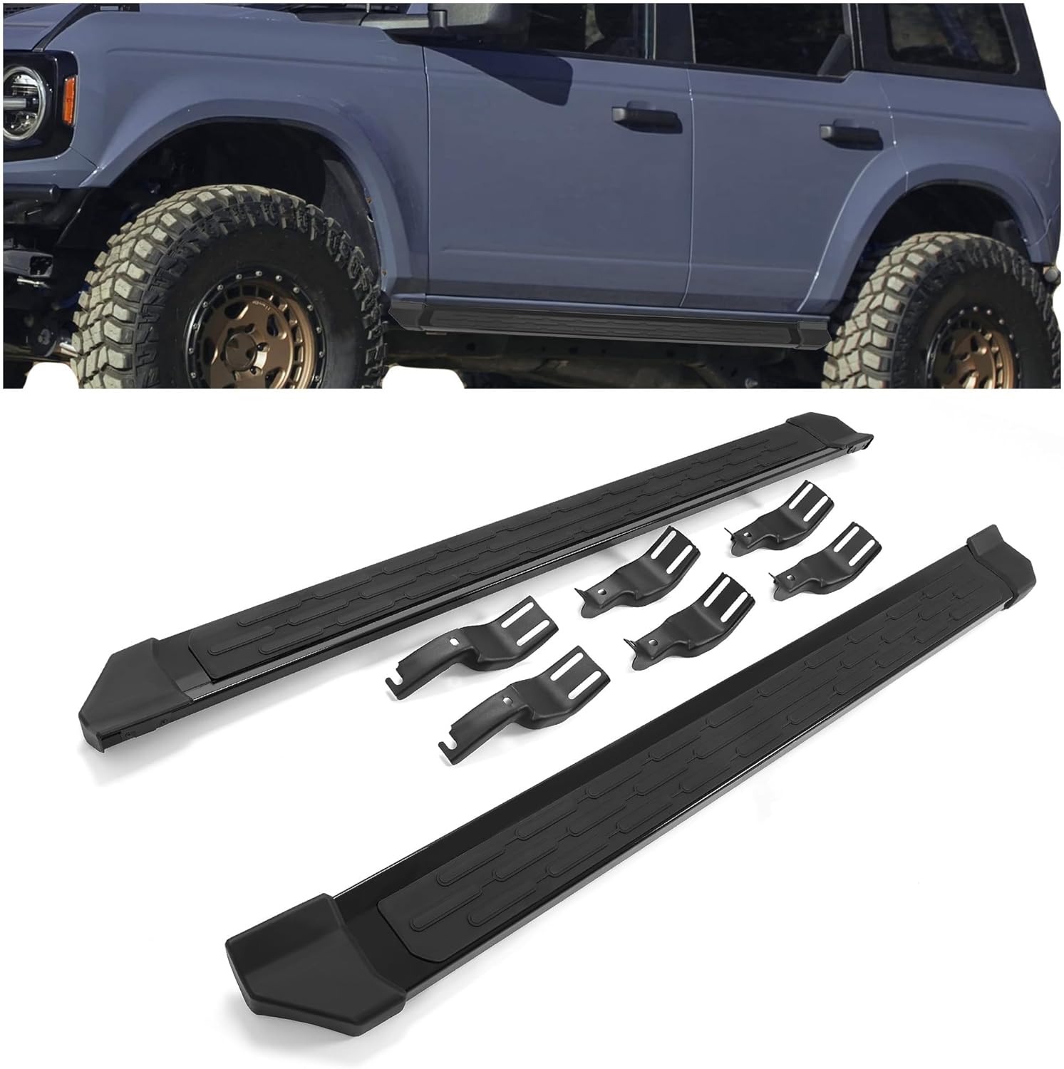 Auto Dynasty Running Boards For Chevy Silverado/GMC Sierra - 5" Oval Side Bars, Black, 2007-2019 Crew Cab
