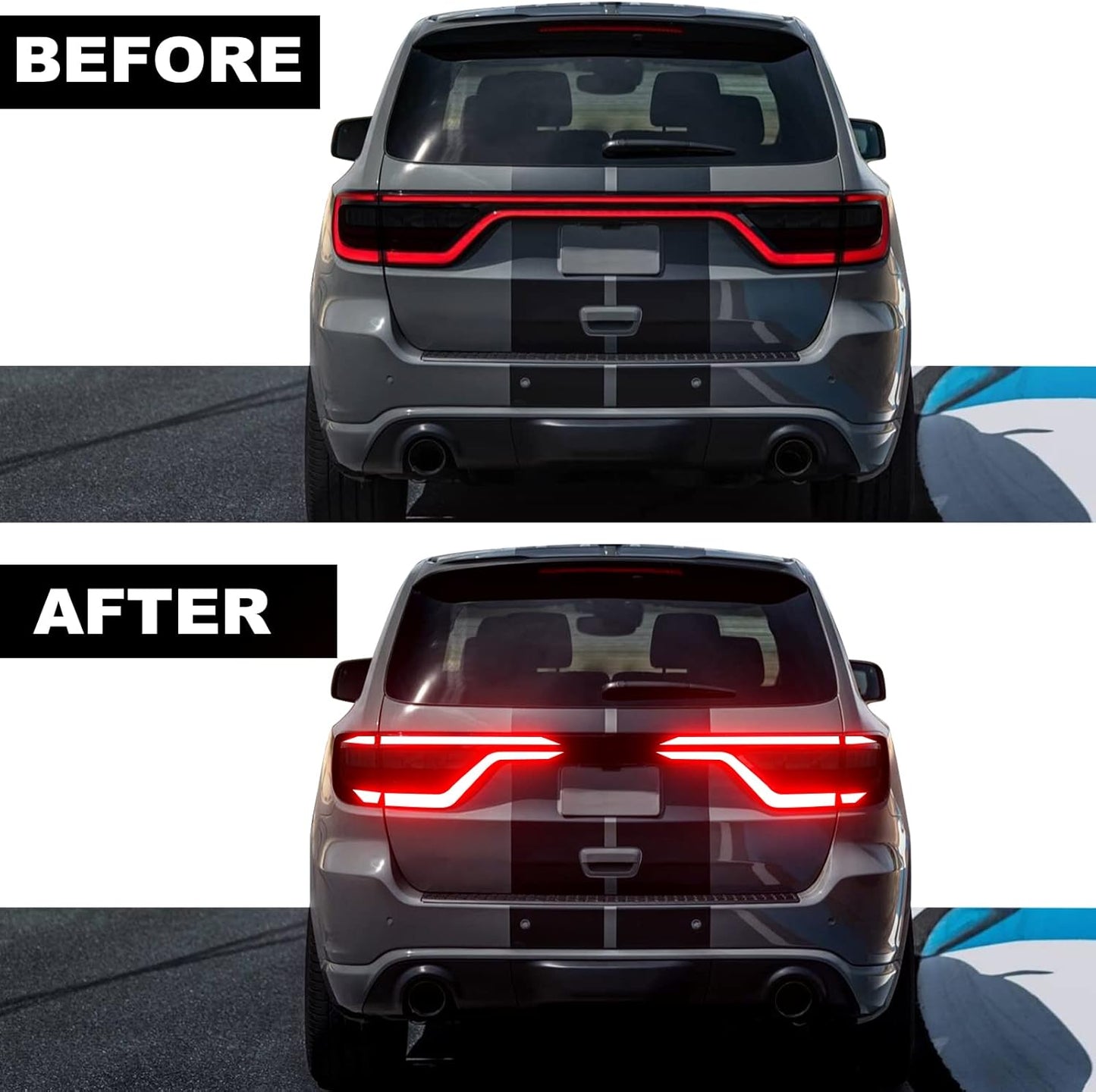 Fit for Dodge Durango 2014-2021 Tail Light Race Track Bat Precut Vinyl Overlay Tint Kit Film with Gloss Dark Smoke Wrap Cover Vinyl Decals Exterior Accessories (Stars)