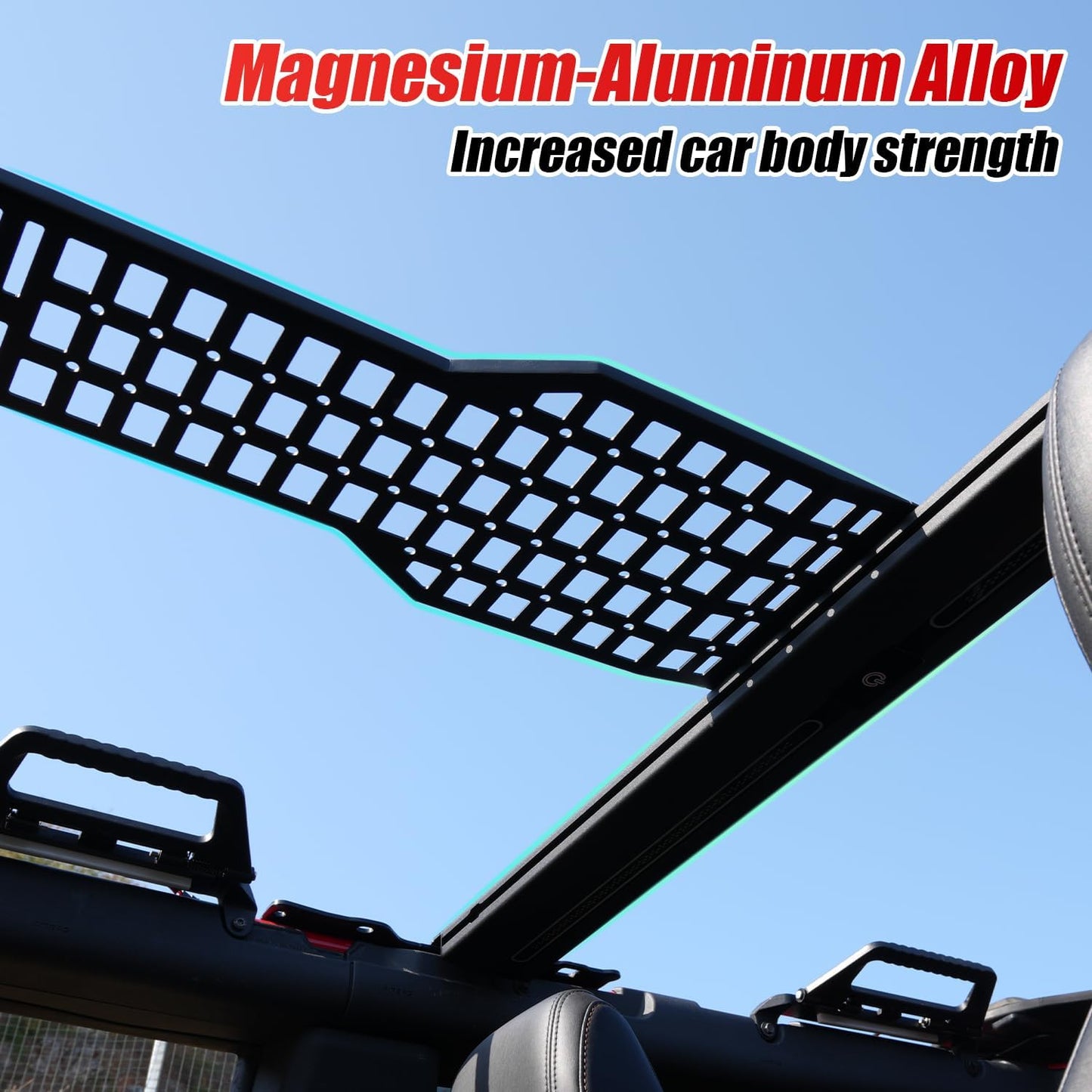 Overhead Molle Panel with Integrated LED Ceiling Light for 2021-2025 Ford Bronco 4 Door Roof Reinforcement Cross Bar Interior Accessories