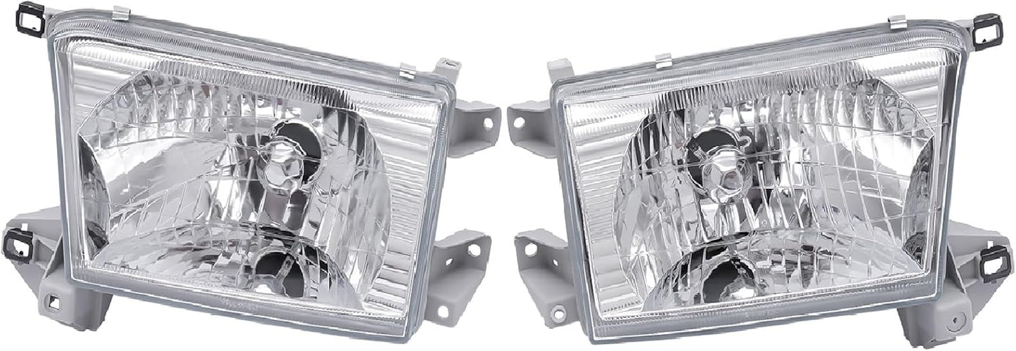 For 1996 1997 1998 1999 2000 2001 2002Toyota 4Runner Headlight Assembly Left Driver Right Passenger Side Pair TO2503128 81150-35300 Clear Halogen