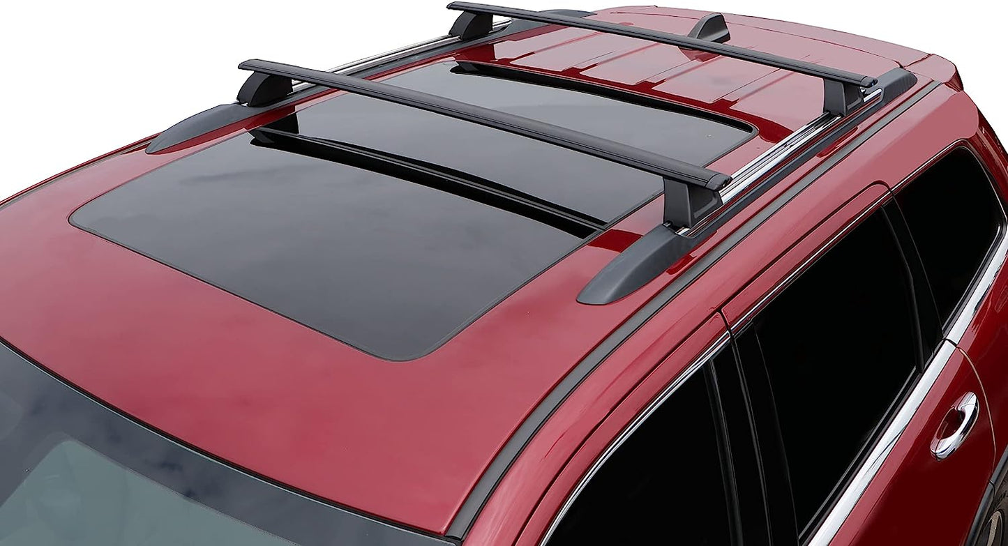 Crossbars Roof Racks Luggage Racks Replacement for 2011-2021 Jeep Grand Cherokee with Grooved Metal Roof Side Rails - OMOTOR