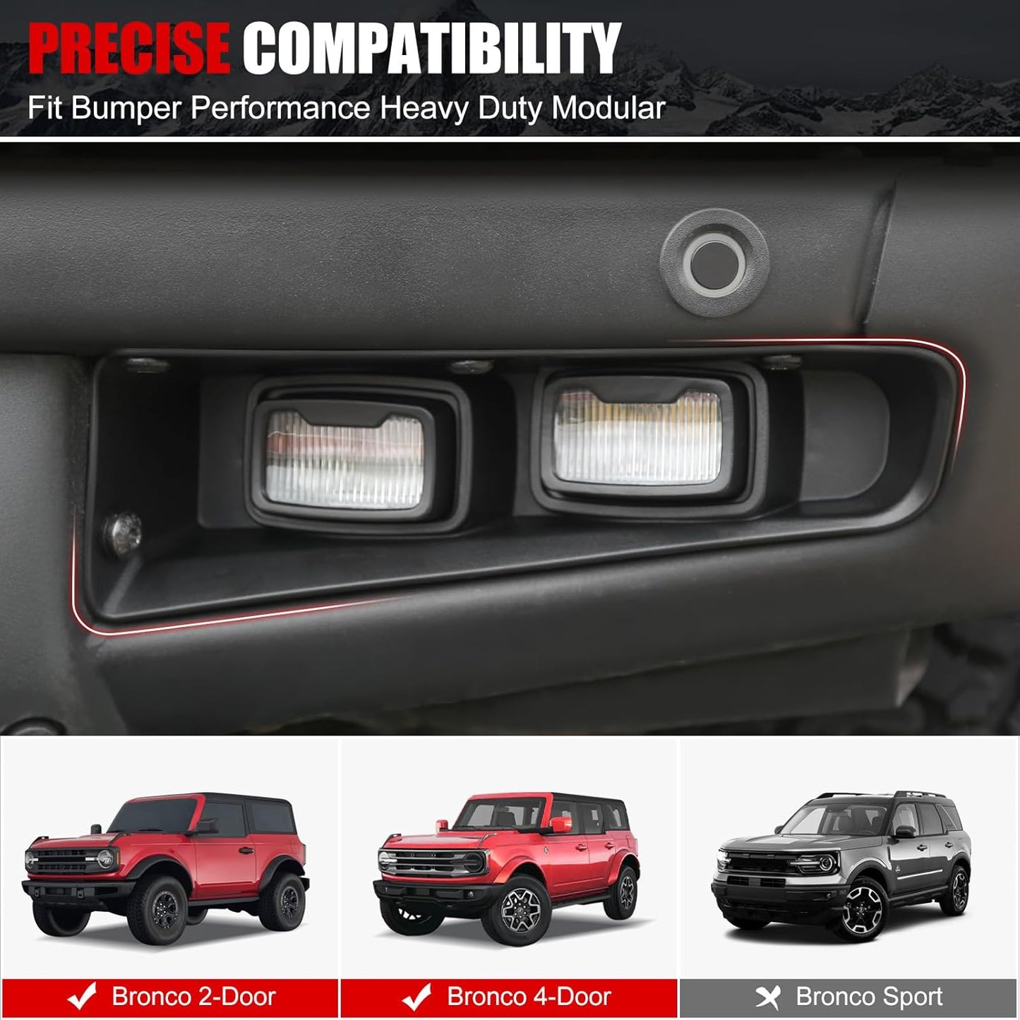 Mabett Raptor Style Fog Lights fit Ford Bronco 2021-2024, Lower Bumper Performance Heavy Duty Modular Lamps Lights for Bronco Accessories 2/4-Door