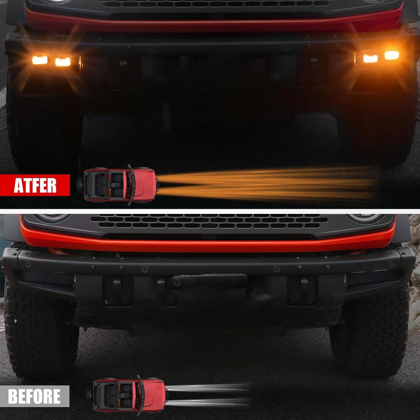 Mabett Raptor Style Fog Lights fit Ford Bronco 2021-2024, Lower Bumper Performance Heavy Duty Modular Lamps Lights for Bronco Accessories 2/4-Door